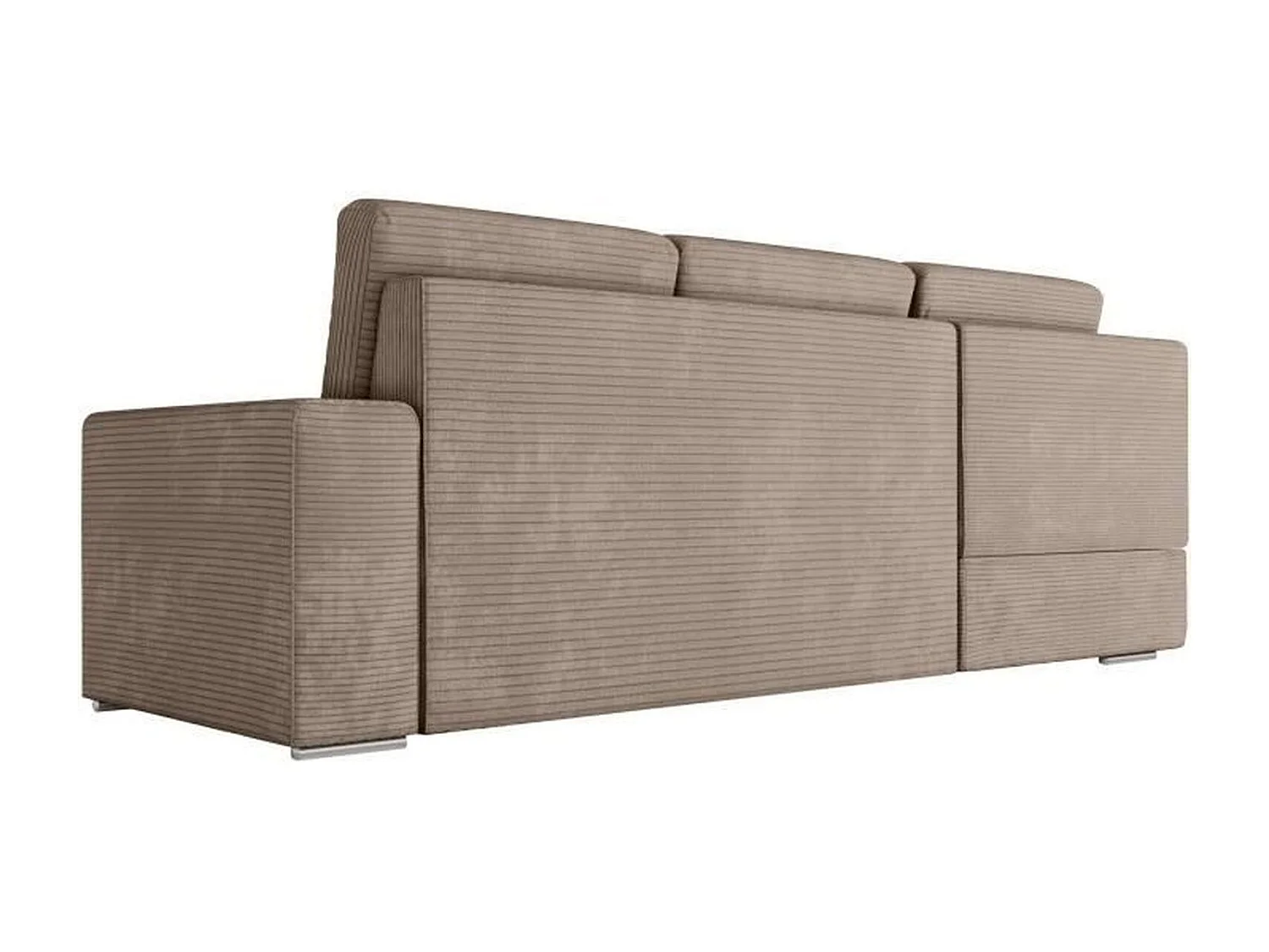 Canapé d'angle gauche convertible ARTEMIS 4 places - Velours côtelé greige - 246 x 174 x 96 cm