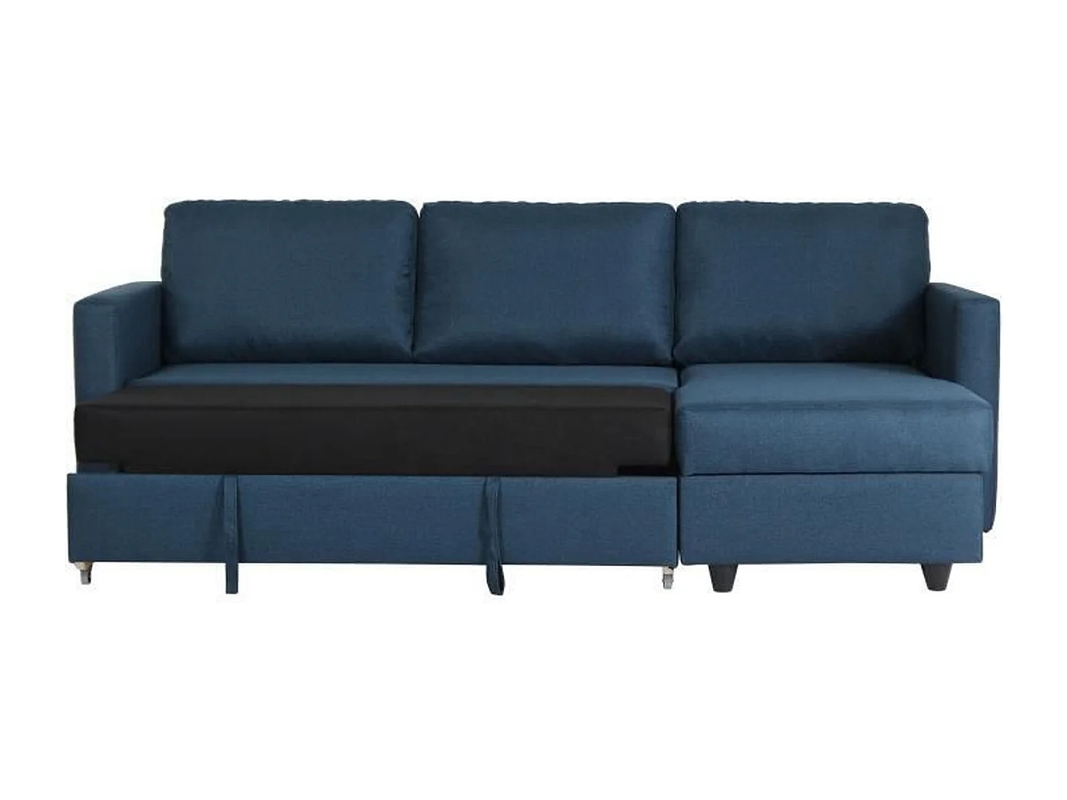 Canapé d'angle convertible réversible 3 places CATS - Tissu bleu - 222 x 150 x 86 cm