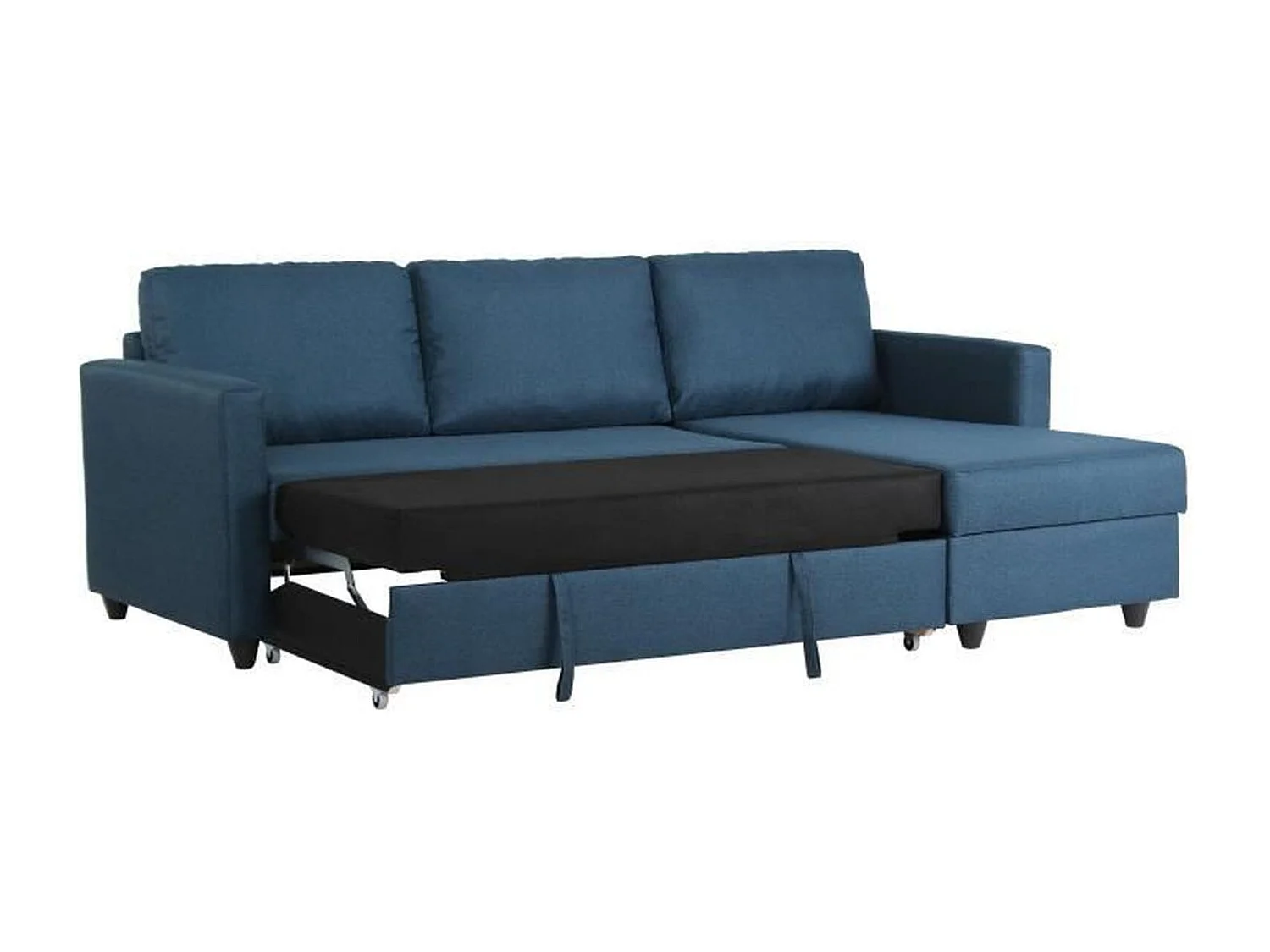 Canapé d'angle convertible réversible 3 places CATS - Tissu bleu - 222 x 150 x 86 cm