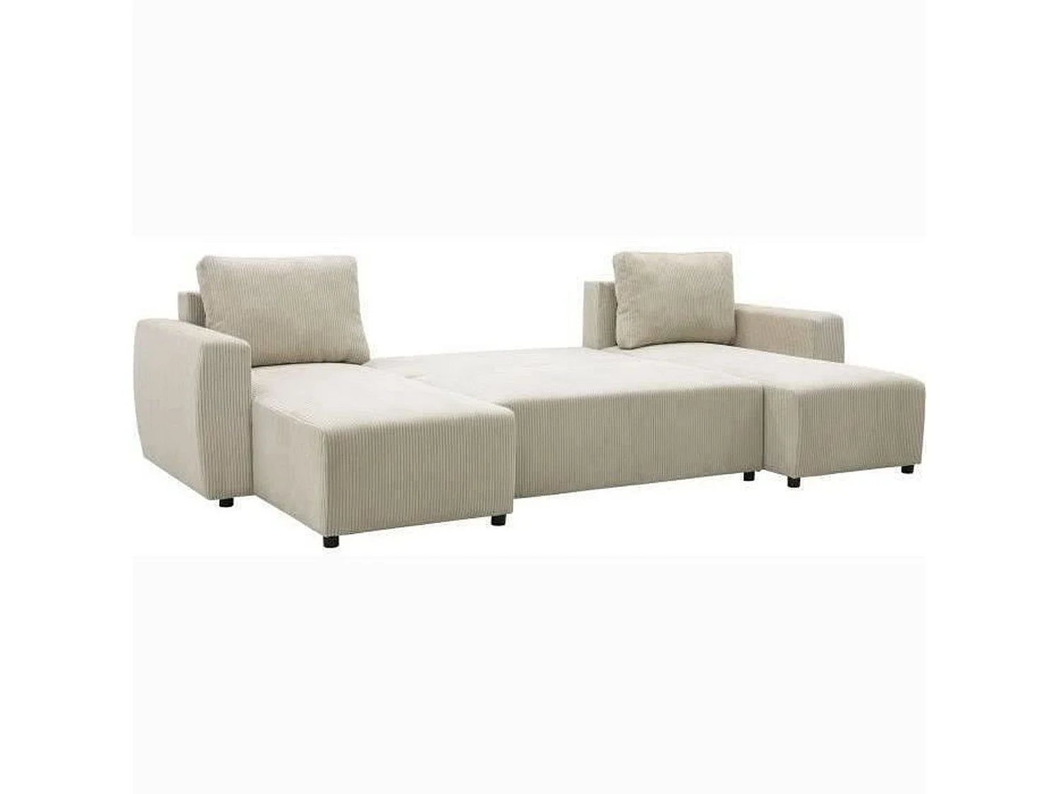 Canapé d'angle convertible panoramique PHAREL5/6 places - Perle - Coffre de rangement - 297 x 155 x 85