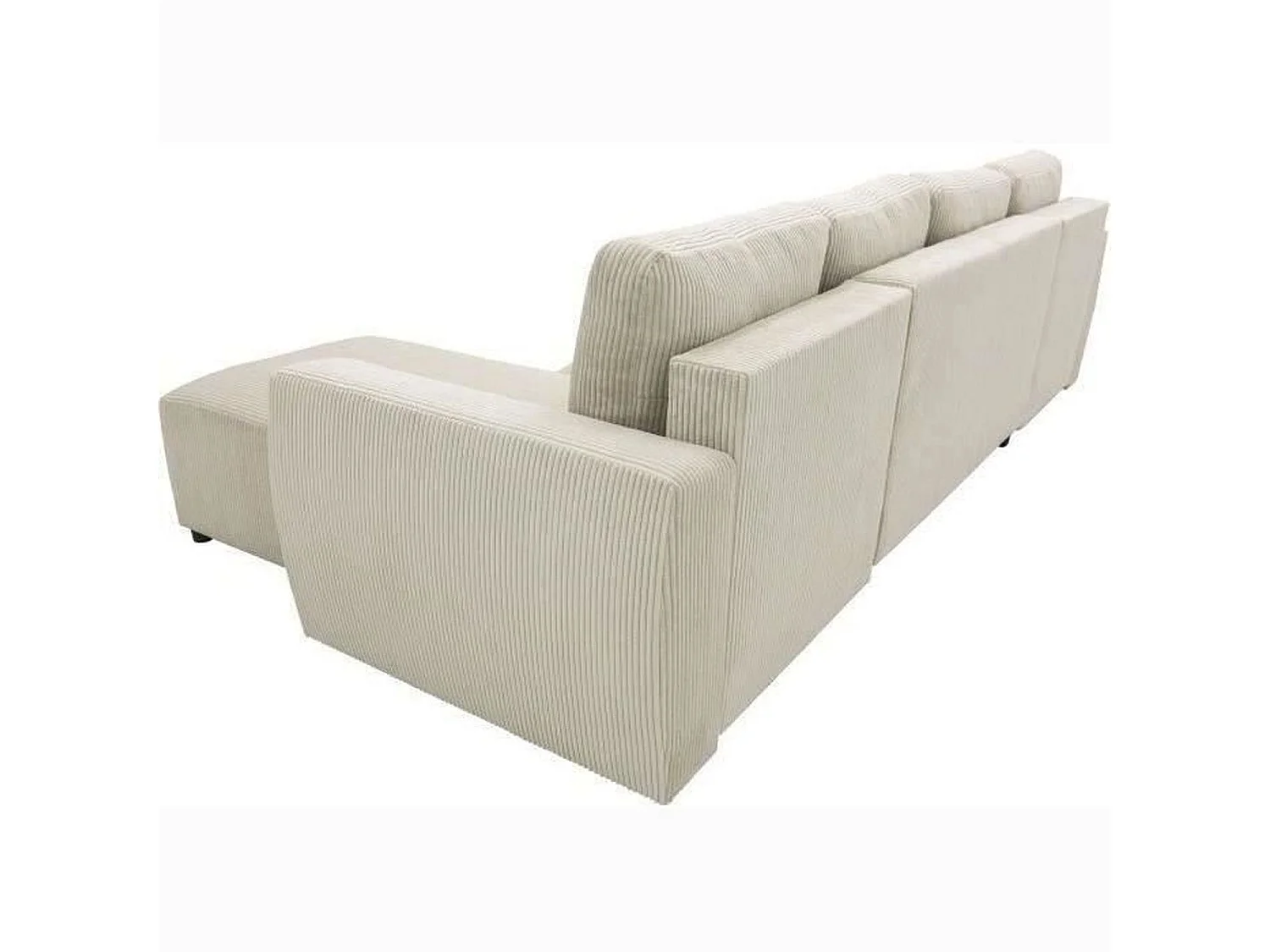 Canapé d'angle convertible panoramique PHAREL5/6 places - Perle - Coffre de rangement - 297 x 155 x 85