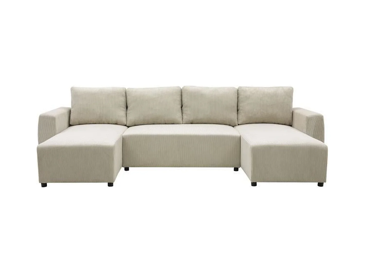 Canapé d'angle convertible panoramique PHAREL5/6 places - Perle - Coffre de rangement - 297 x 155 x 85