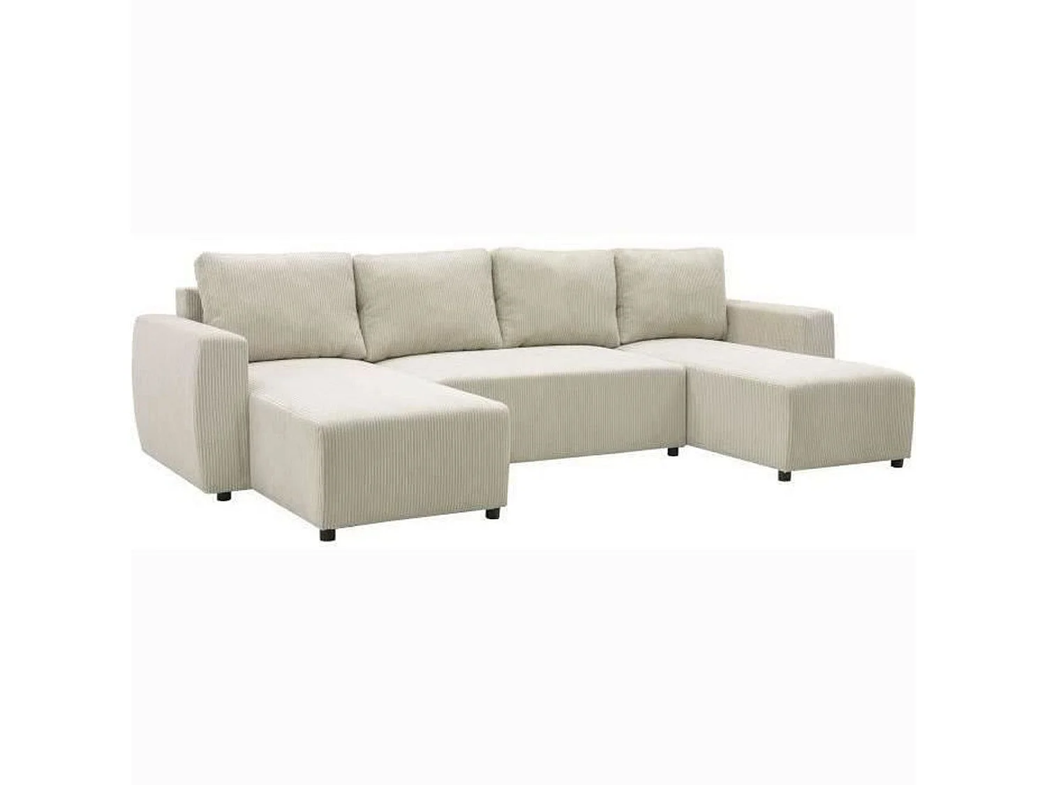 Canapé d'angle convertible panoramique PHAREL5/6 places - Perle - Coffre de rangement - 297 x 155 x 85