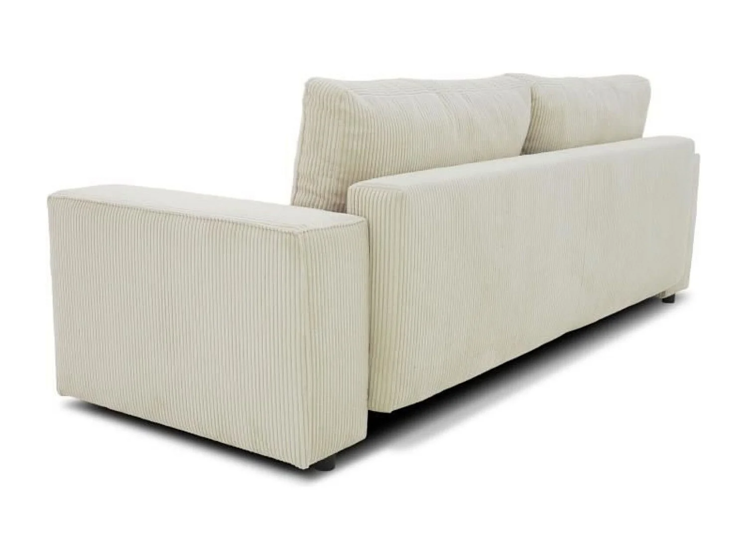 Canapé convertible 3 places tissu velours côtelé beige à coffre de rangement - 239 x 86 x Hauteur 85 cm