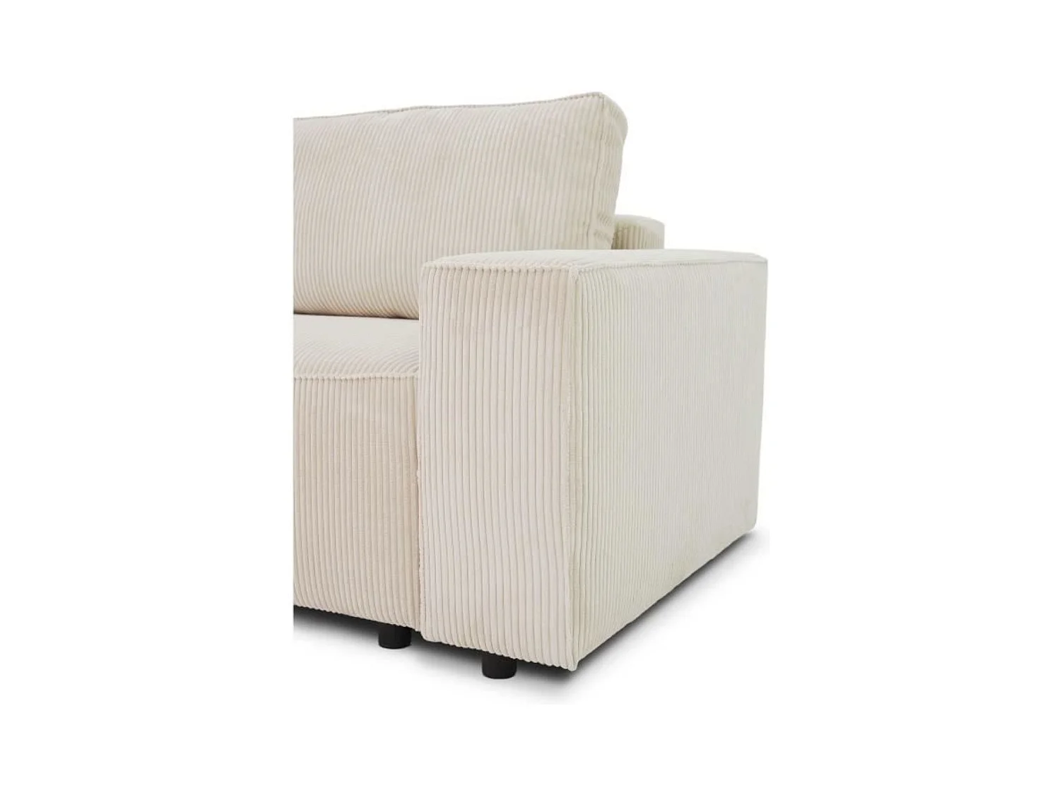 Canapé convertible 3 places tissu velours côtelé beige à coffre de rangement - 239 x 86 x Hauteur 85 cm
