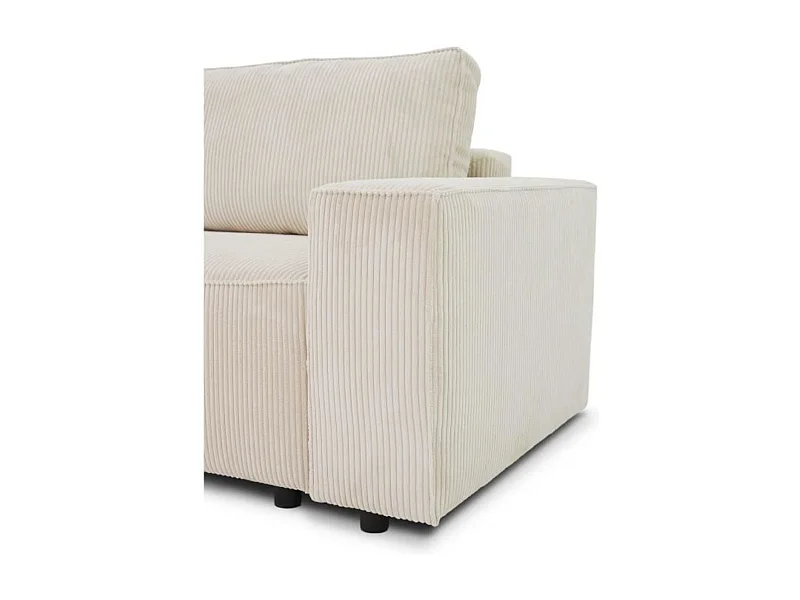 3-zits slaapbank in beige corduroy stof met opbergvak - 239 x 86 x Hoogte 85 cm