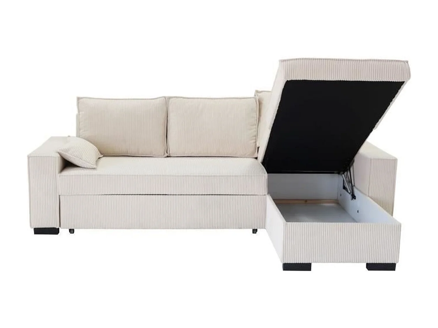 Canapé d'angle convertible réversible MARLON - Méridienne avec coffre - Velours côtelé 240 x 143 x 85 cm