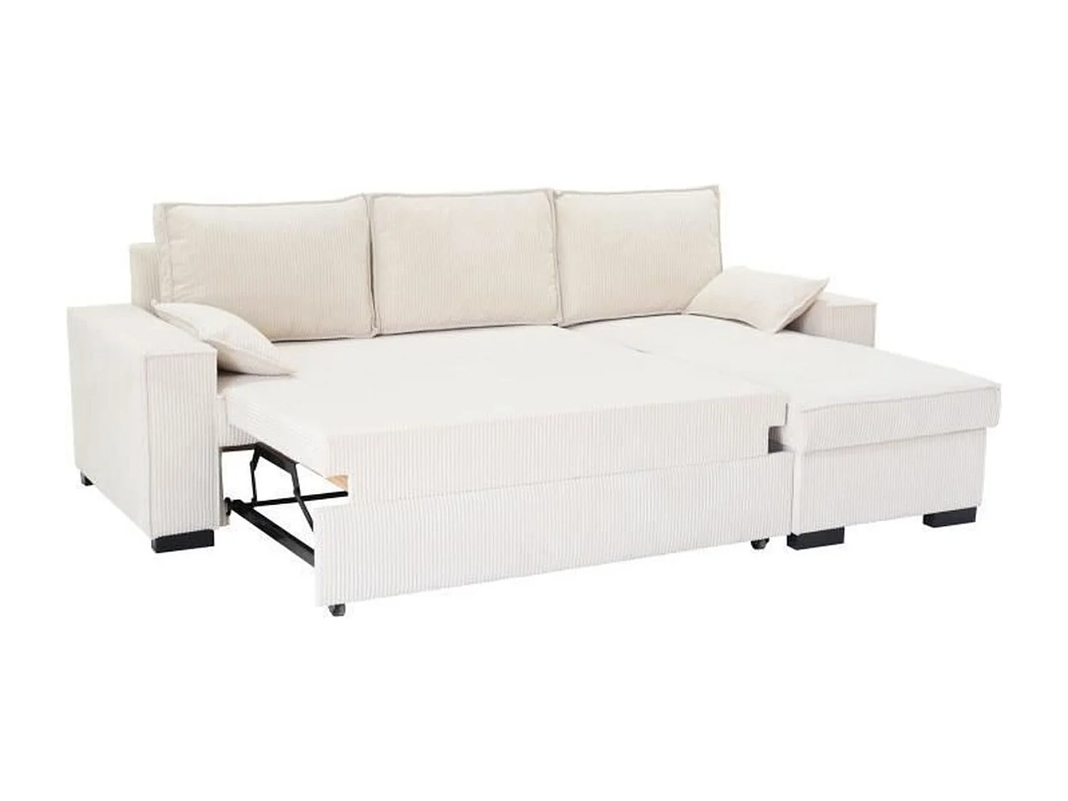 Canapé d'angle convertible réversible MARLON - Méridienne avec coffre - Velours côtelé 240 x 143 x 85 cm