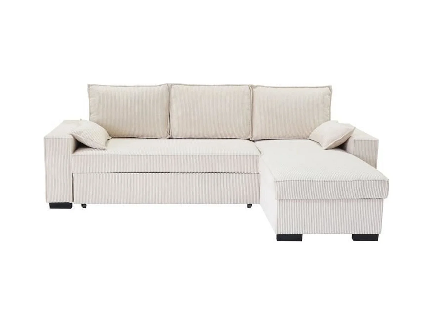 Canapé d'angle convertible réversible MARLON - Méridienne avec coffre - Velours côtelé 240 x 143 x 85 cm