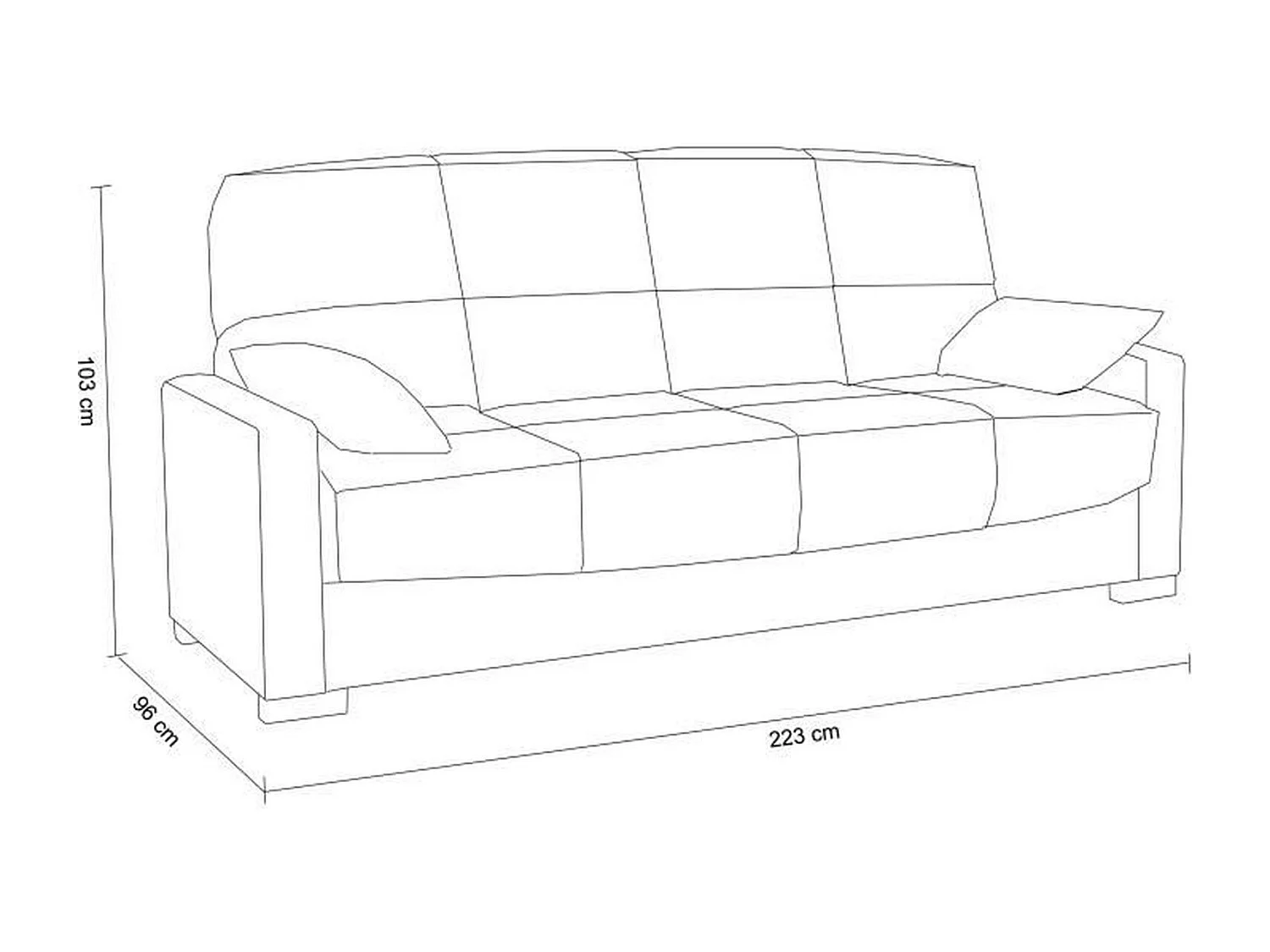 Canapé clic clac 3 places taupe avec matelas 17 cm MEGAN 223 x 96 x 103 cm