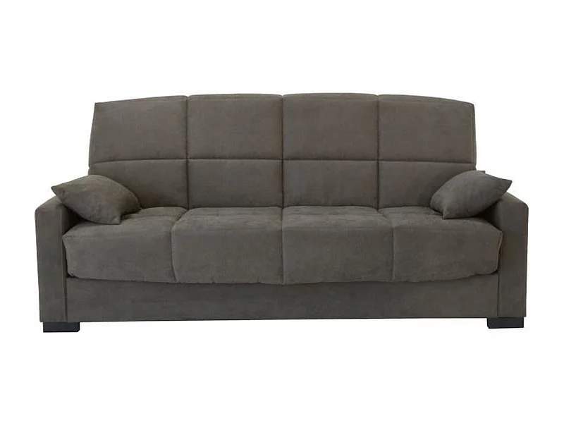 Canapé clic clac 3 places taupe avec matelas 17 cm MEGAN 223 x 96 x 103 cm