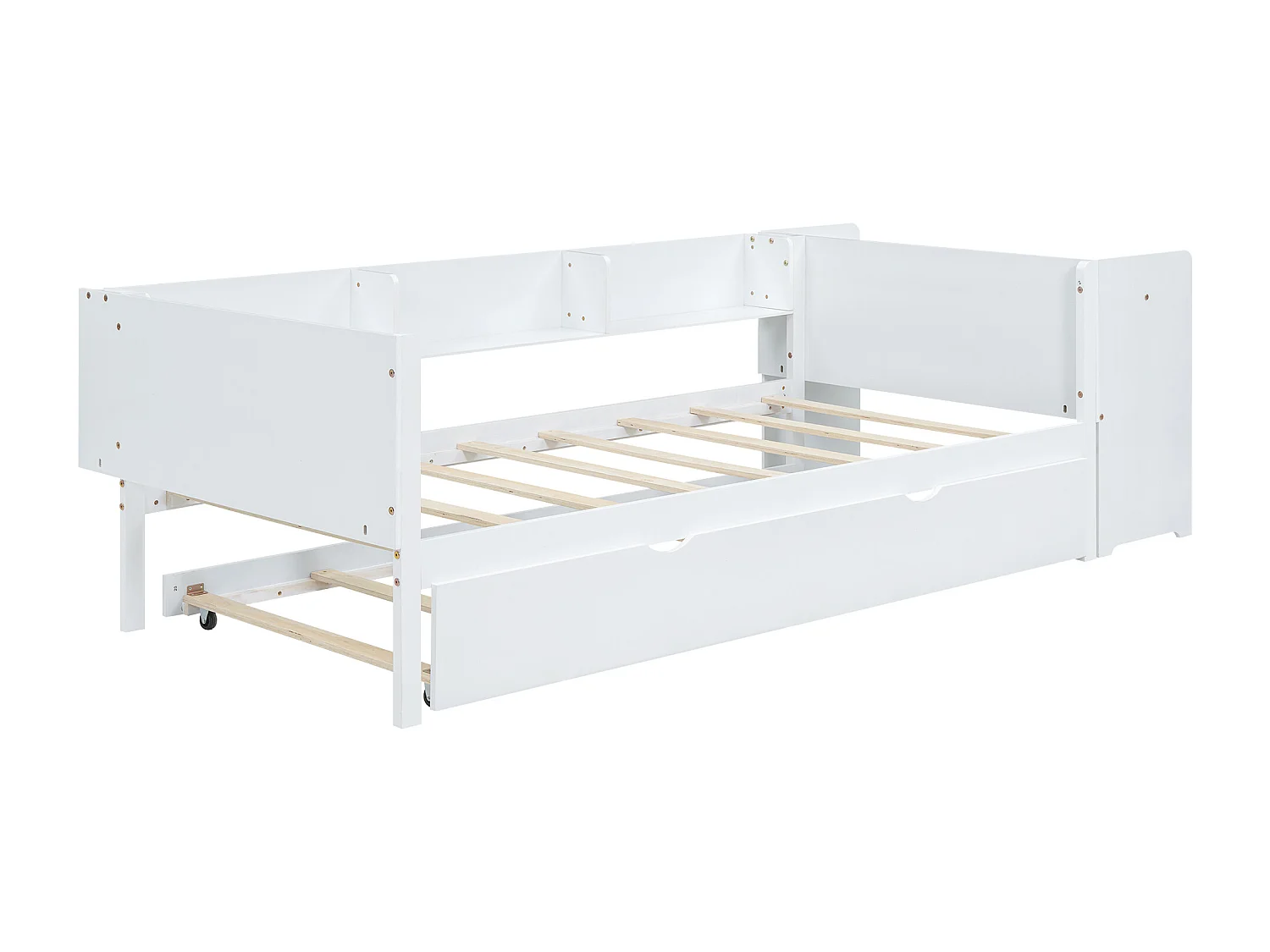 Kinderbed 90x200 cm met onderstel - bureau en 3 legplanken - hout - wit (zonder matras)
