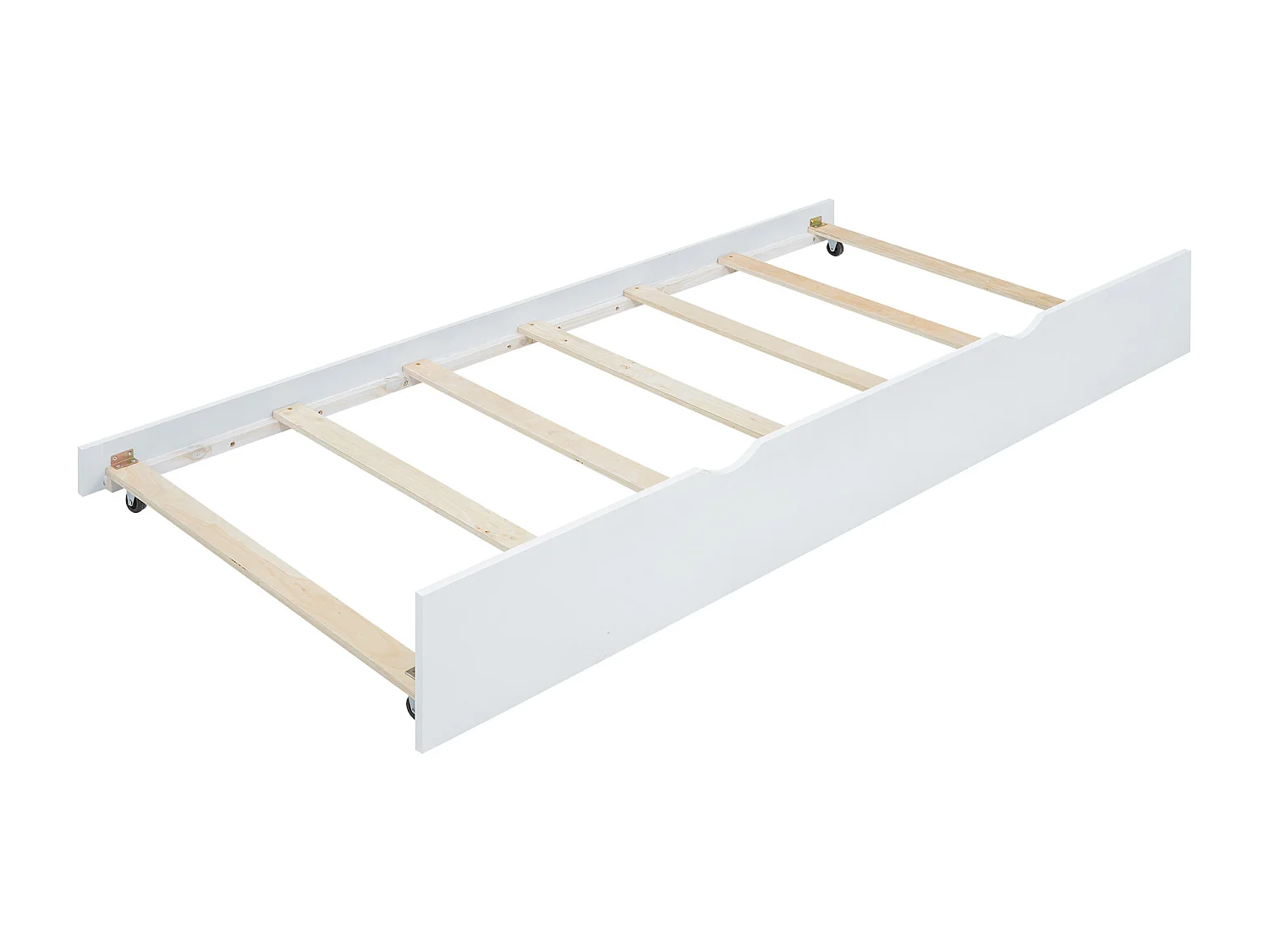 Lit gigogne 90x200 cm avec bureau - 3 étagères - Pin- blanc (sans matelas)