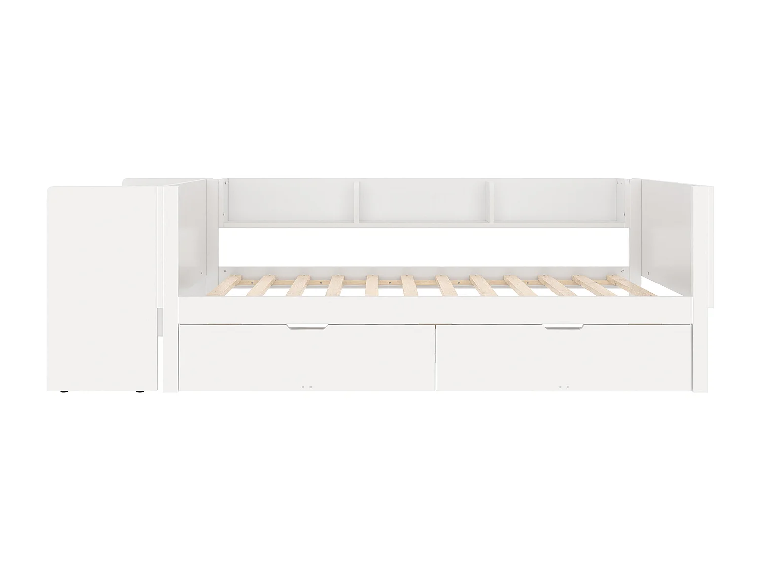 Lit enfant 90x200 cm avec bureau et 3 étagères 2 tiroirs - Pin - blanc (sans matelas)