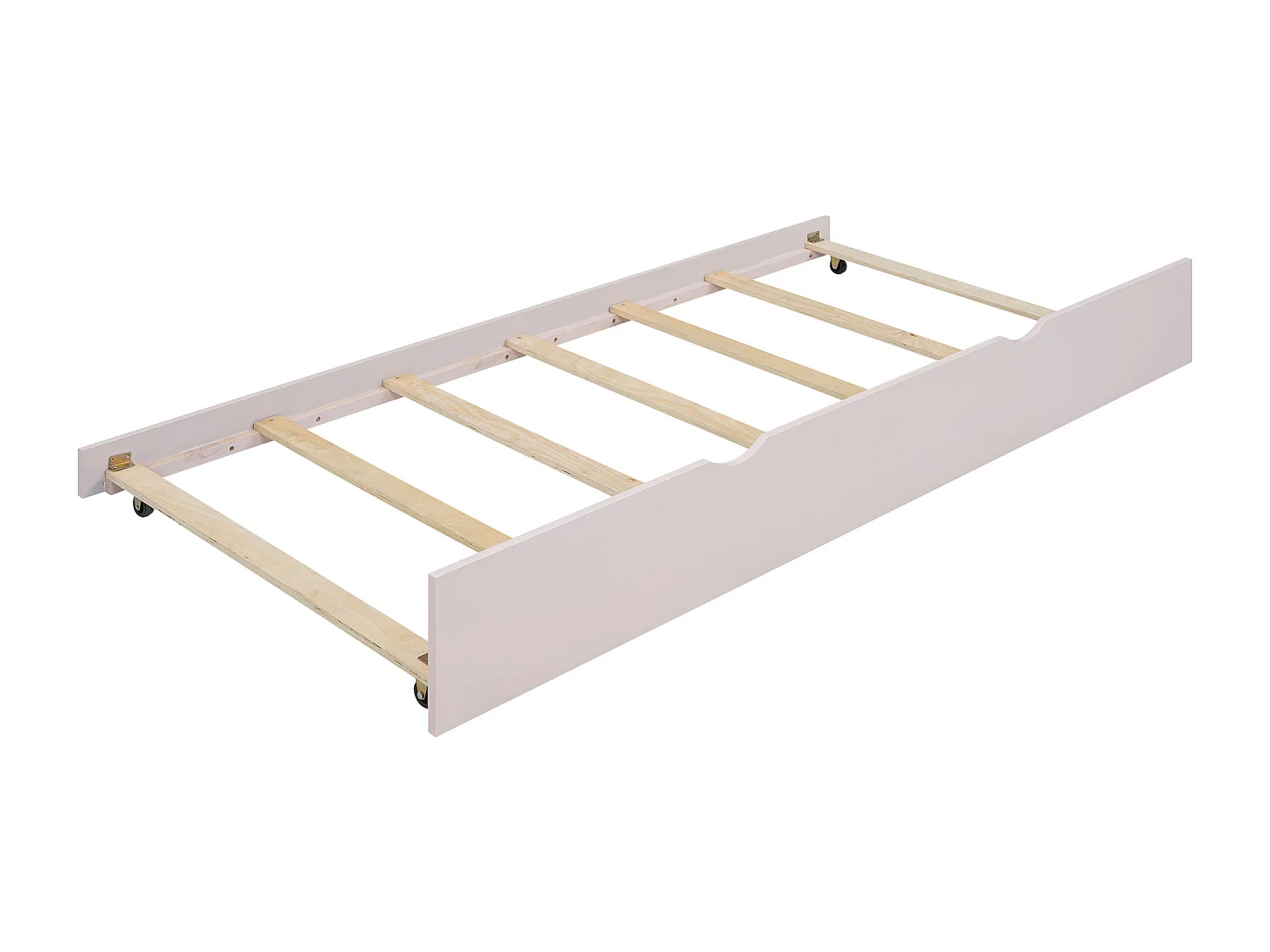 Lit gigogne 90x200 cm avec bureau et 3 étagères - Pin - rose (sans matelas)