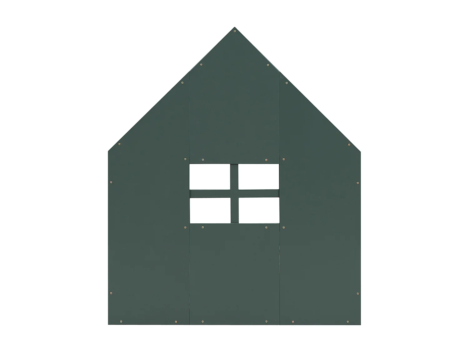 Lit cabane 90x200 cm avec sommier à lattes - avec barrière de protection - Pin - vert (sans matelas)