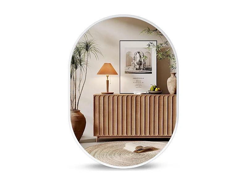 Dripex Miroir Mural 70x50cm Ovale Miroir de Maquillage avec Cadre en Alliage dAluminium Miroir de Dcoration pour Entre Chambre Sal