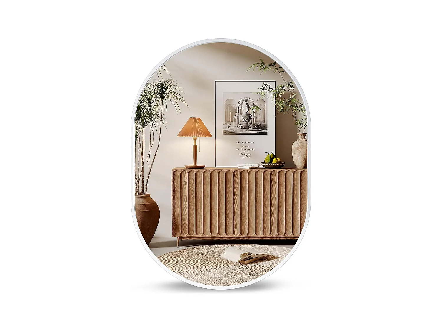 Dripex Miroir Mural 70x50cm Ovale Miroir de Maquillage avec Cadre en Alliage dAluminium Miroir de Dcoration pour Entre Chambre Sal