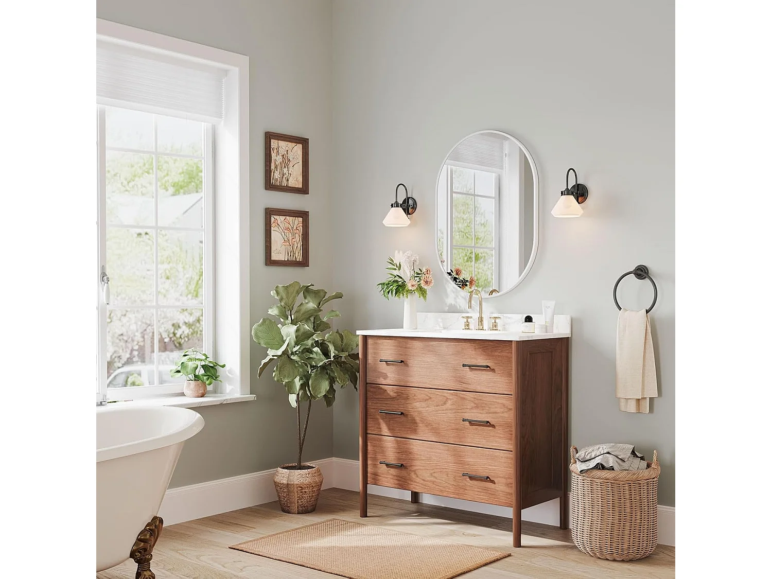 Dripex Miroir Mural 70x50cm Ovale Miroir de Maquillage avec Cadre en Alliage dAluminium Miroir de Dcoration pour Entre Chambre Sal