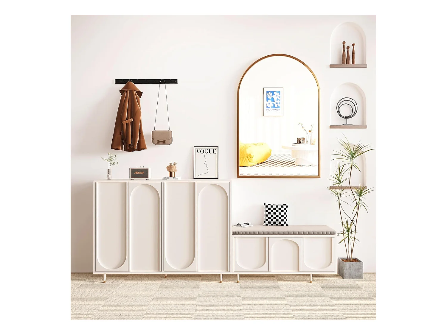 Dripex Miroir Mural Arche 6090cm Or Grand Miroir de Maquillage avec Cadre en Alliage dAluminium Idal pour Entre Chambre Salon Sall