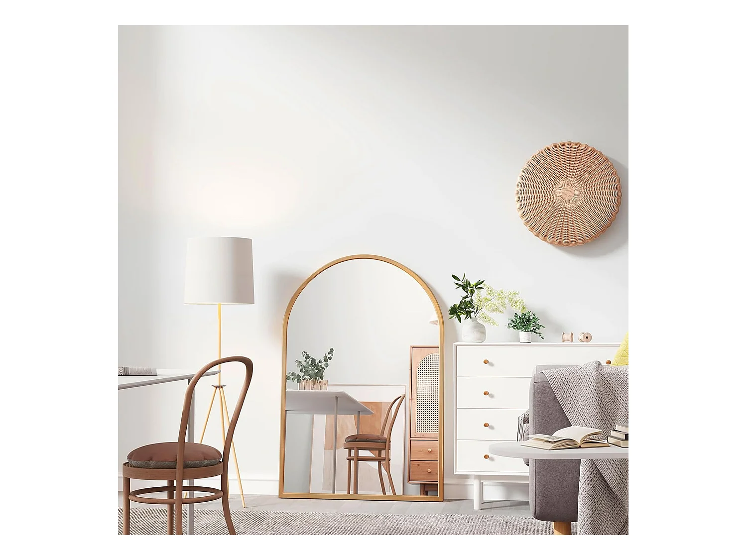 Dripex Miroir Mural Arche 6090cm Or Grand Miroir de Maquillage avec Cadre en Alliage dAluminium Idal pour Entre Chambre Salon Sall