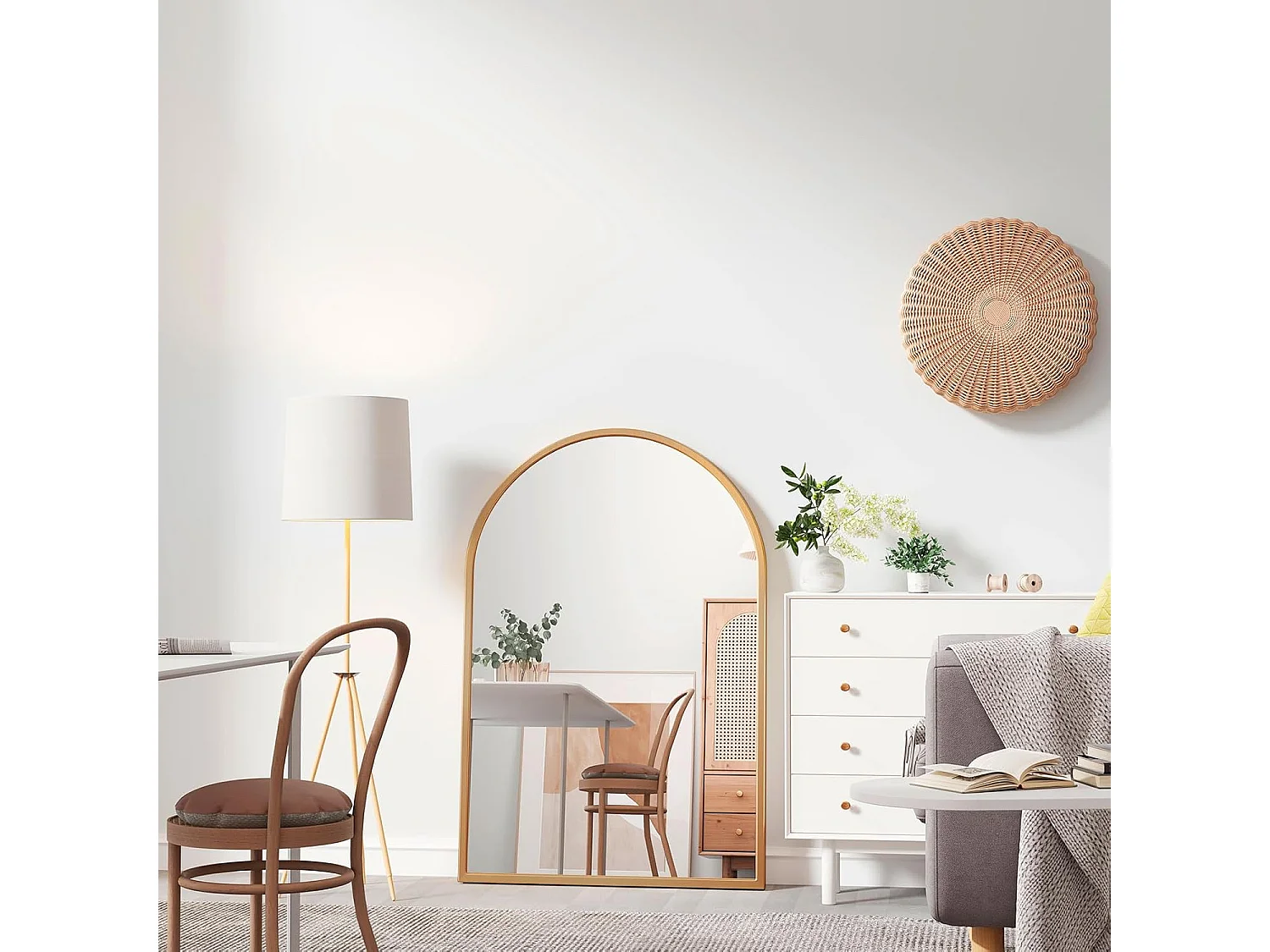 Dripex Miroir Mural Arche 6090cm Or Grand Miroir de Maquillage avec Cadre en Alliage dAluminium Idal pour Entre Chambre Salon Sall