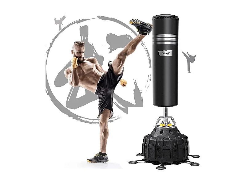 Dripex Sac de Boxe Autoportant Sac de Frappe sur Pied 178 cm Punching Ball avec 25 Ventouses pour Muay Thai Kickboxing Arts Martia