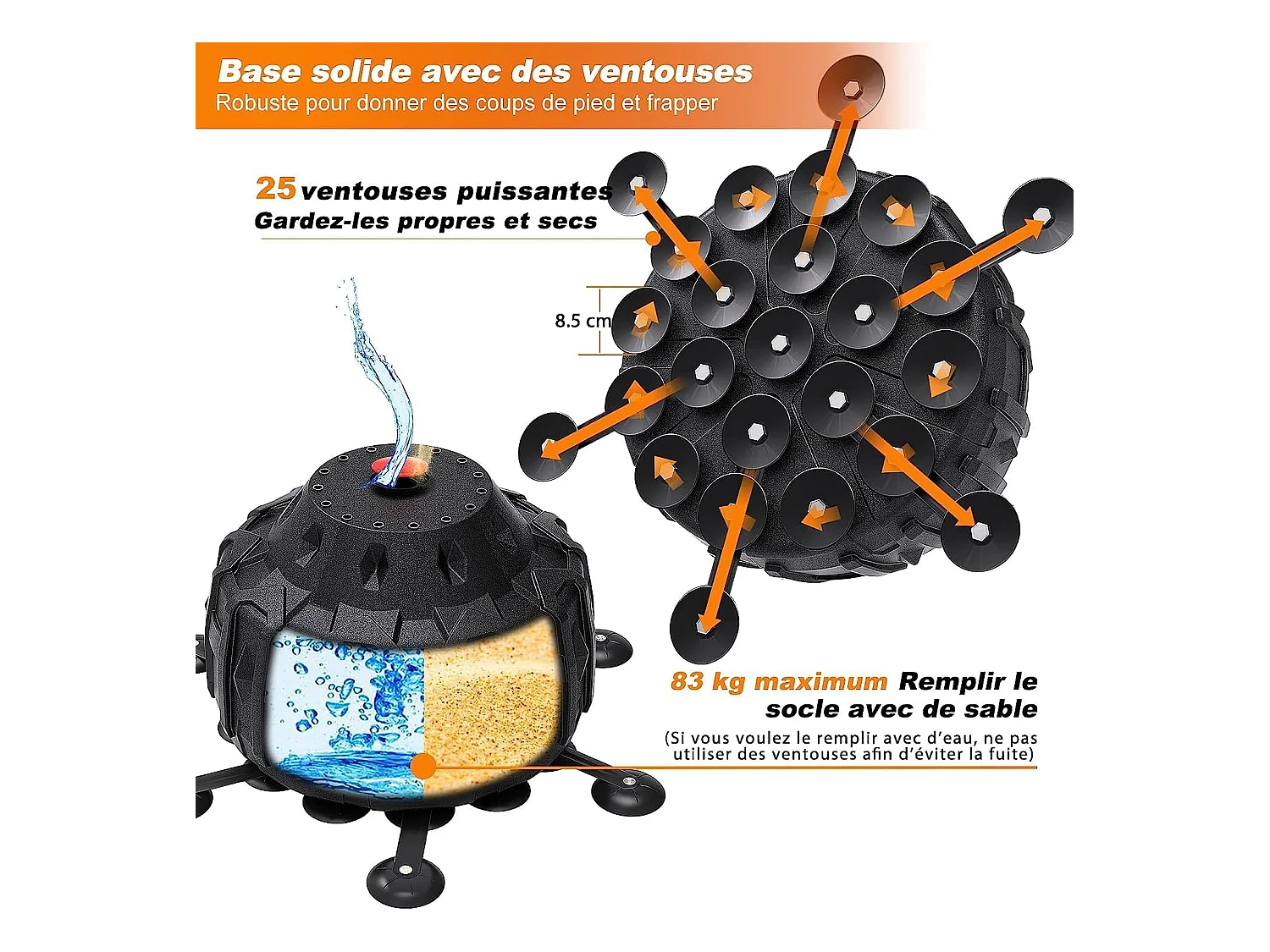 Dripex Sac de Boxe Autoportant Sac de Frappe sur Pied 178 cm Punching Ball avec 25 Ventouses pour Muay Thai Kickboxing Arts Martia