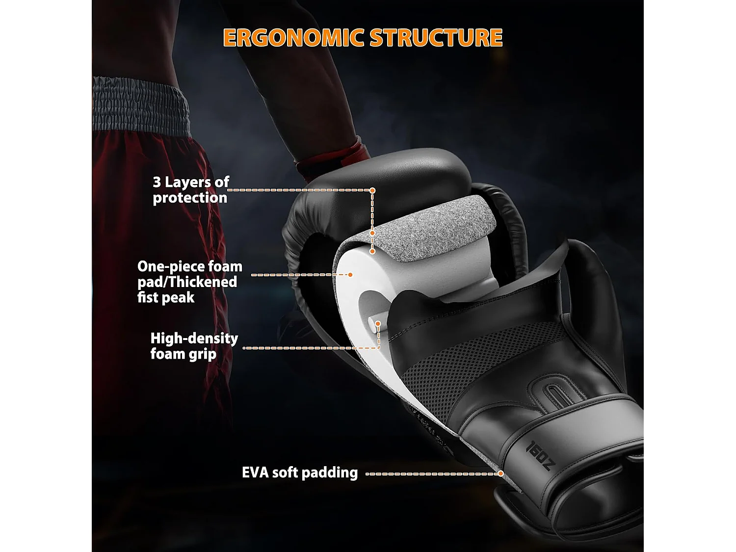 Dripex Gants de Boxe Gants dEntranement de Boxe PU Cuir Gants Sac de Frappe Homme Femme Boxing Gloves Professionnels pour Arts Mar