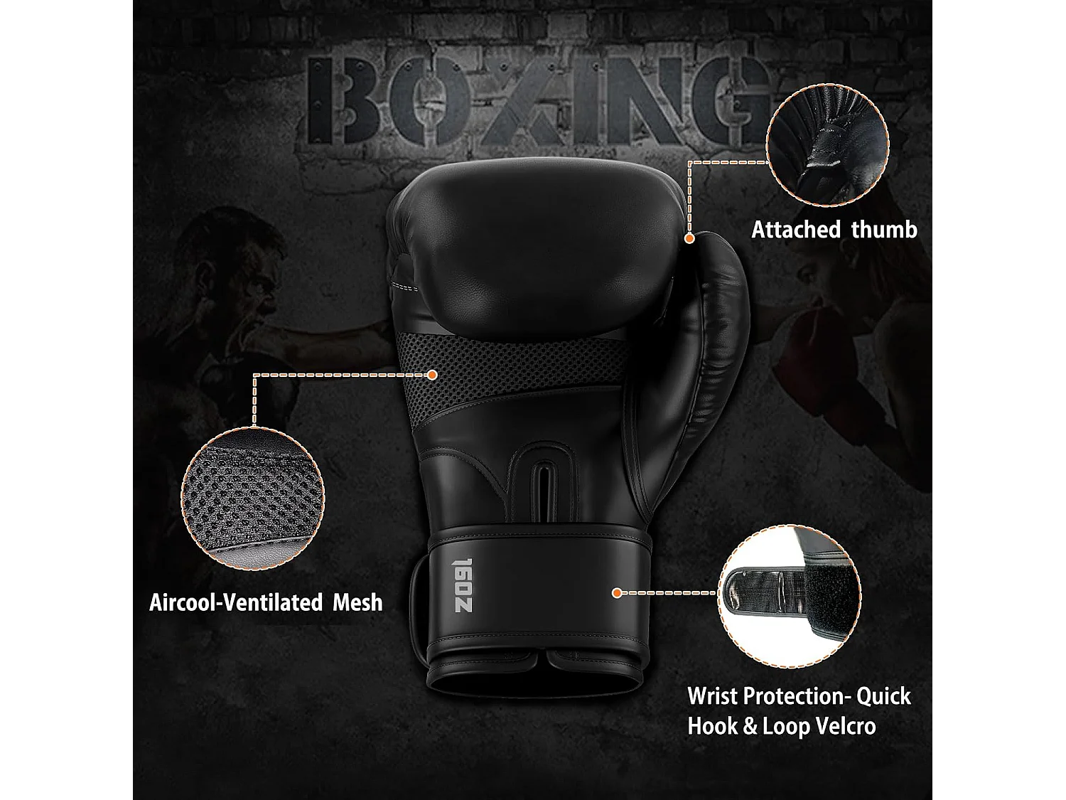 Dripex Gants de Boxe Gants dEntranement de Boxe PU Cuir Gants Sac de Frappe Homme Femme Boxing Gloves Professionnels pour Arts Mar