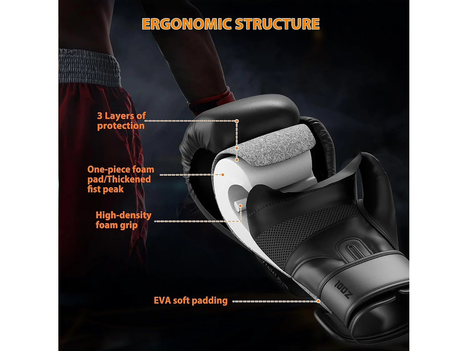 Dripex Gants de Boxe Gants dEntranement de Boxe PU Cuir Gants Sac de Frappe Homme Femme Boxing Gloves Professionnels pour Arts Mar