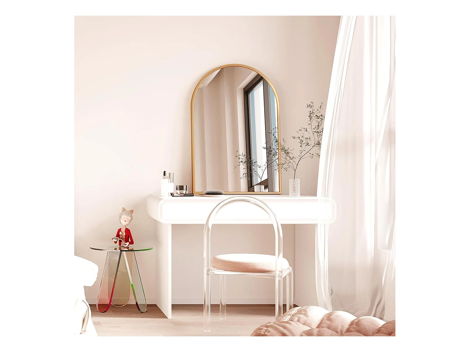 Dripex Miroir Mural Arche Grand Miroir de Maquillage 5075cm avec Cadre en Alliage dAluminium pour Entre Chambre Salon Salle de Bai