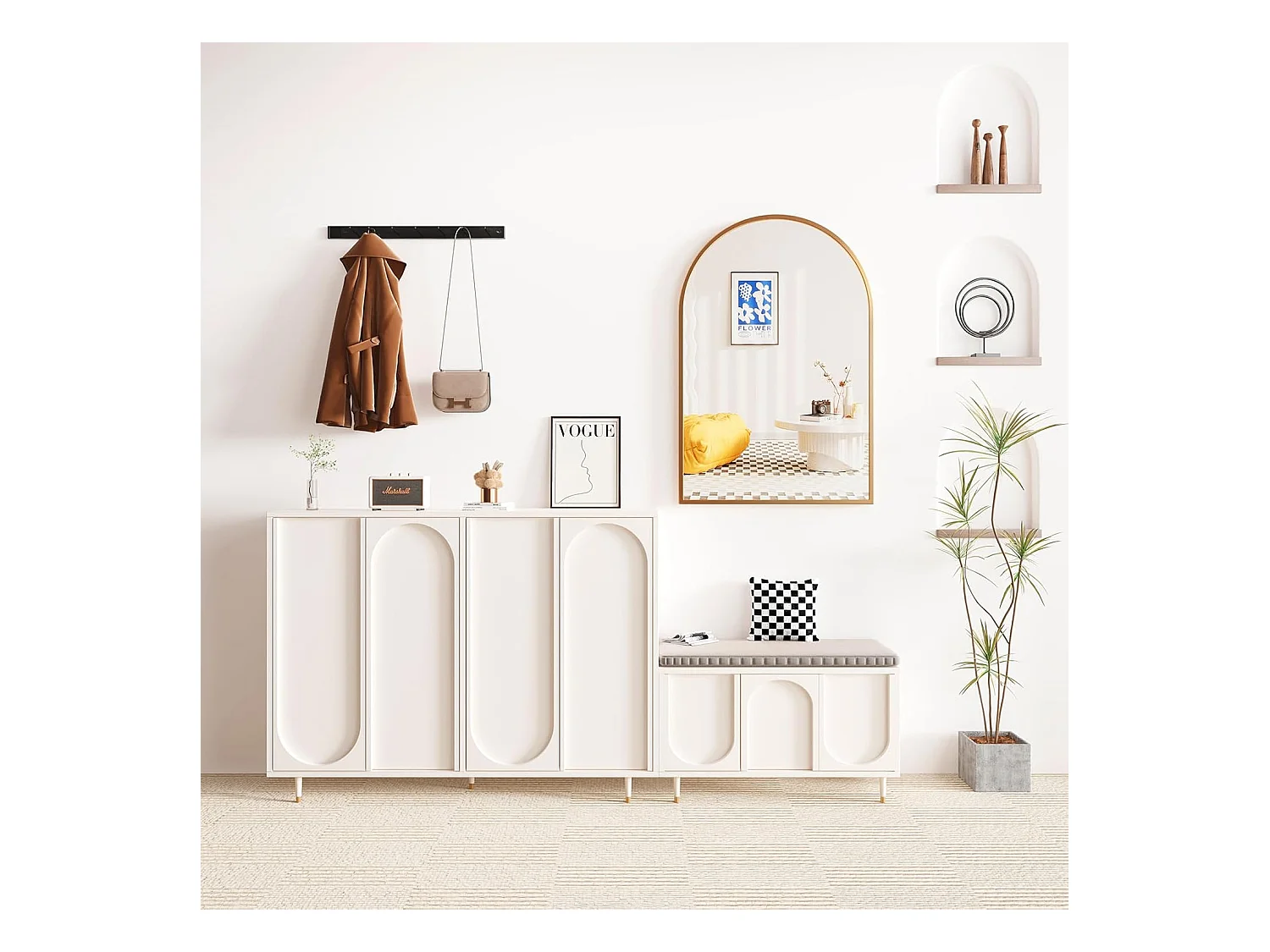 Dripex Miroir Mural Arche Grand Miroir de Maquillage 5075cm avec Cadre en Alliage dAluminium pour Entre Chambre Salon Salle de Bai