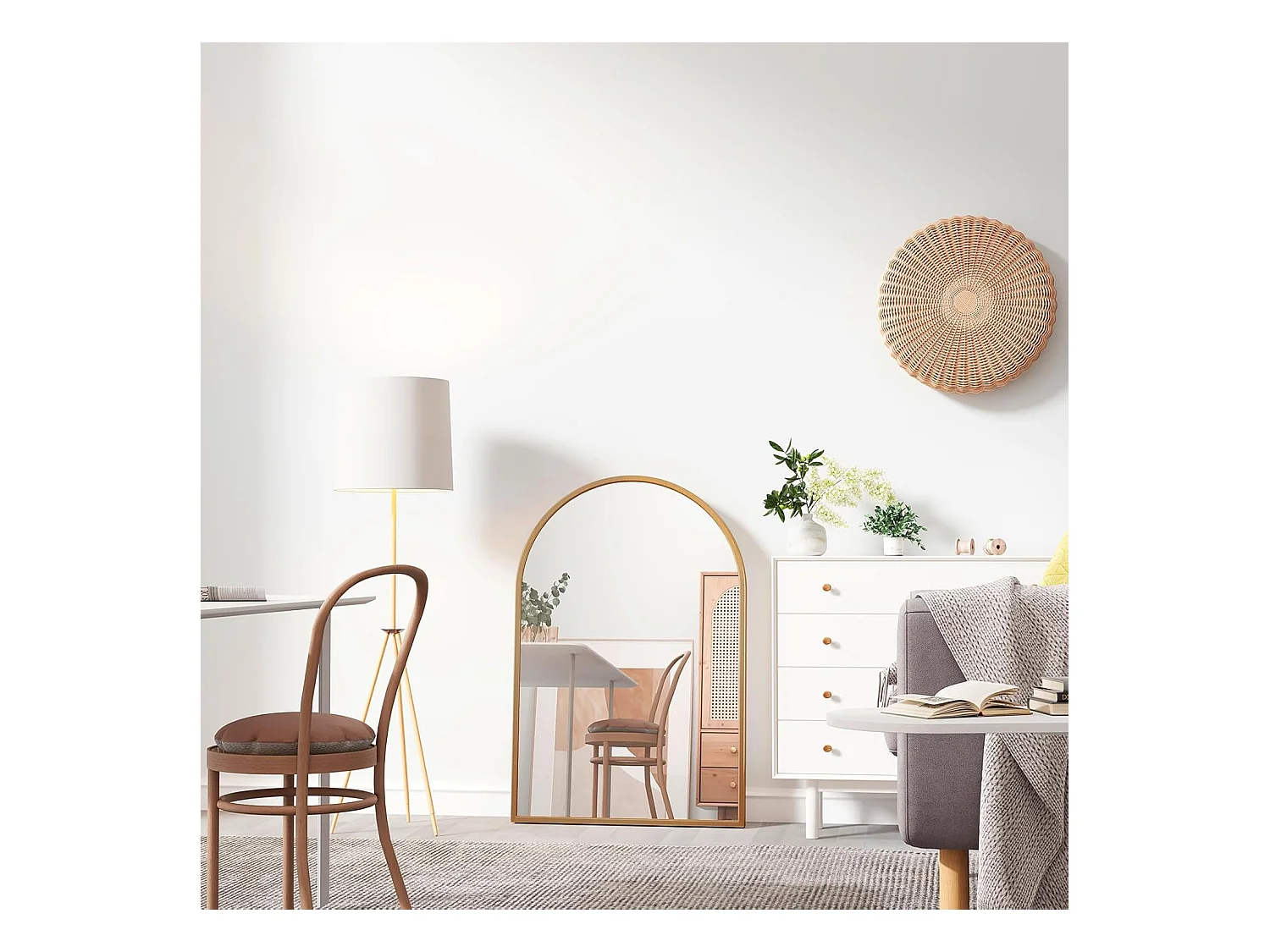 Dripex Miroir Mural Arche Grand Miroir de Maquillage 5075cm avec Cadre en Alliage dAluminium pour Entre Chambre Salon Salle de Bai