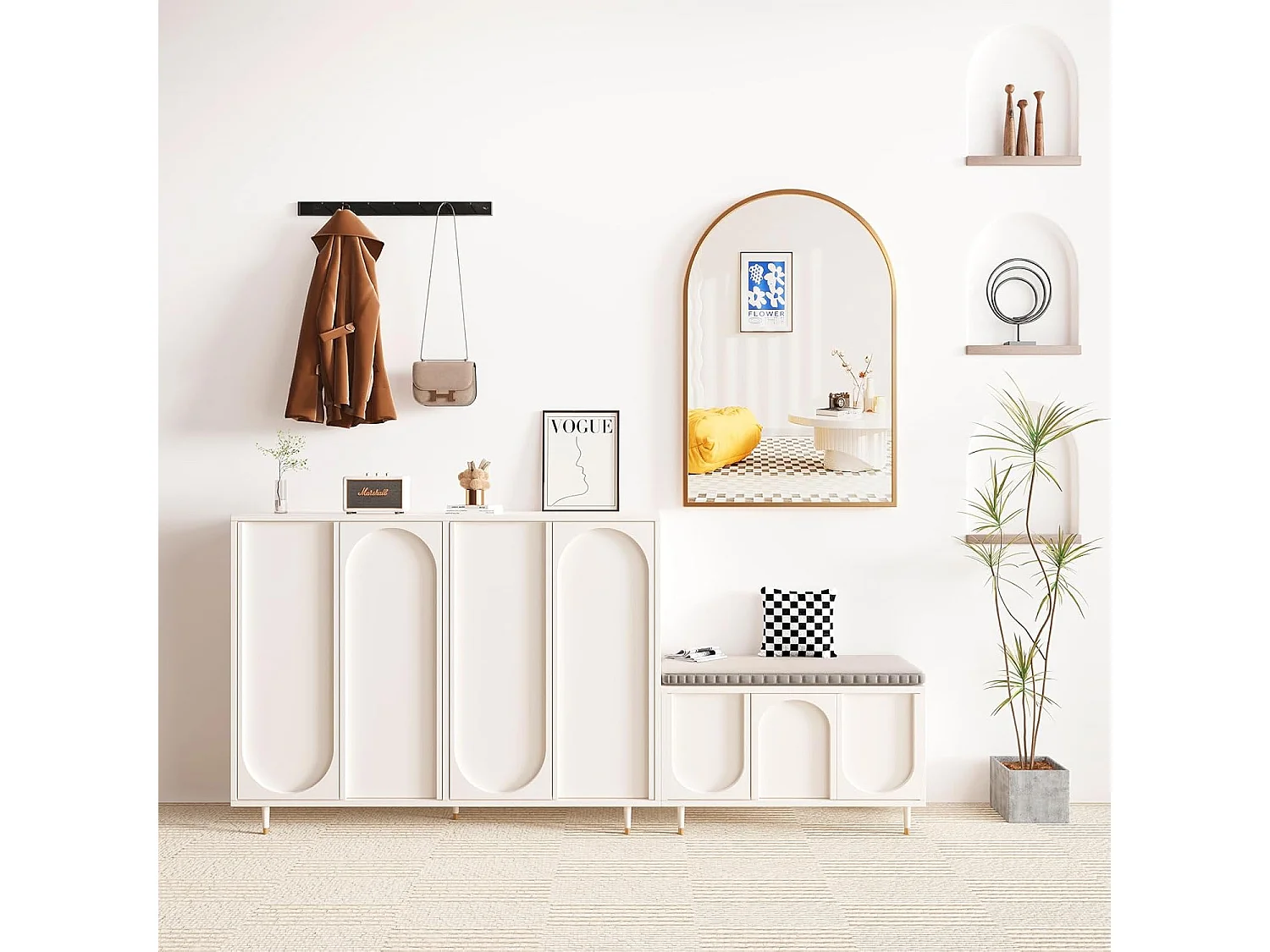 Dripex Miroir Mural Arche Grand Miroir de Maquillage 5075cm avec Cadre en Alliage dAluminium pour Entre Chambre Salon Salle de Bai