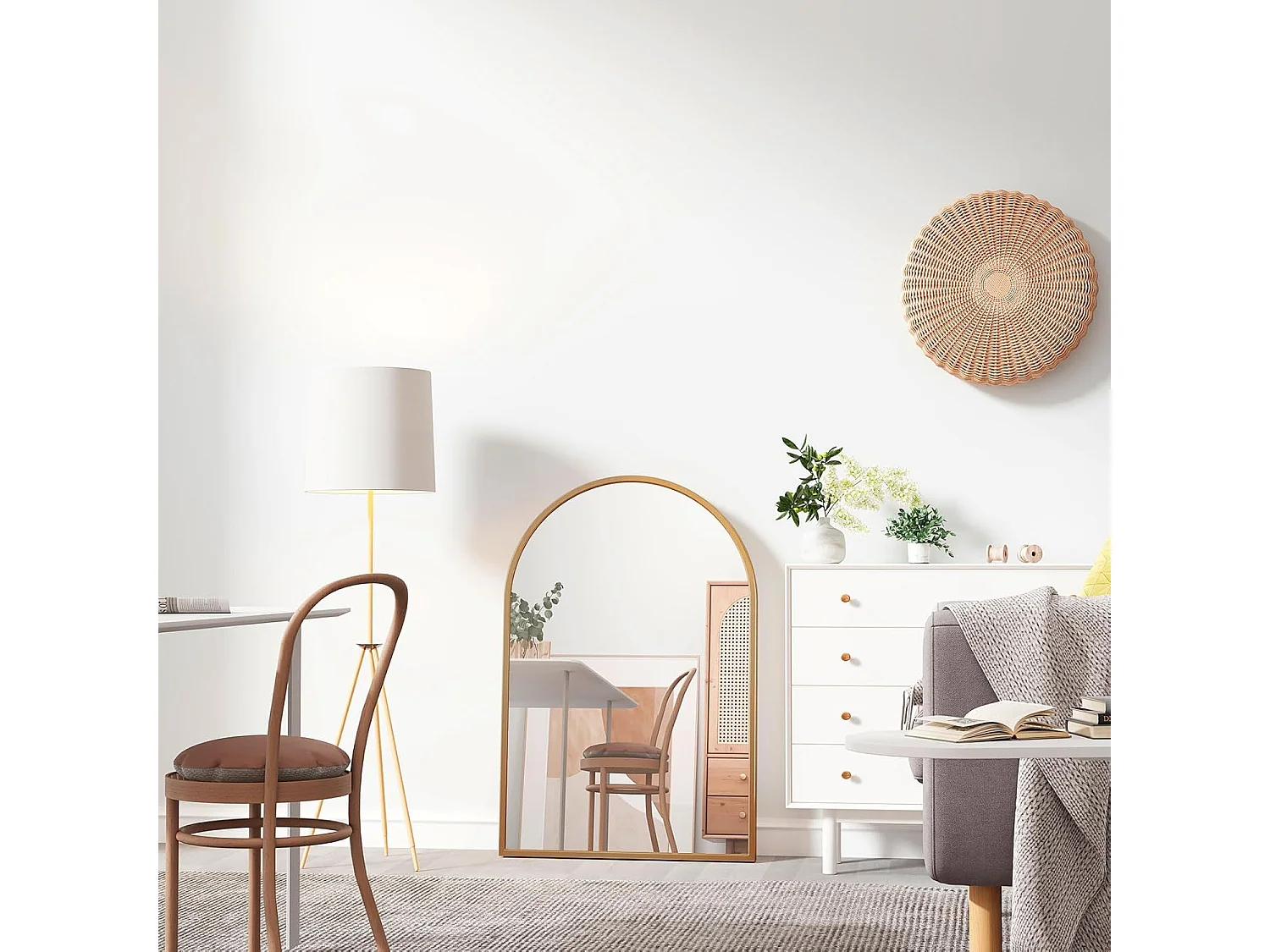 Dripex Miroir Mural Arche Grand Miroir de Maquillage 5075cm avec Cadre en Alliage dAluminium pour Entre Chambre Salon Salle de Bai