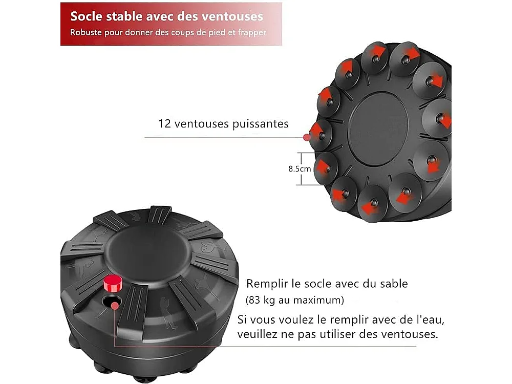 Dripex Sac de Frappe sur Pied Adulte avec Gants 175 cm Sac de Boxe Autoportant MMA Punching Ball pour Karat Fitness Taekwondo Rou