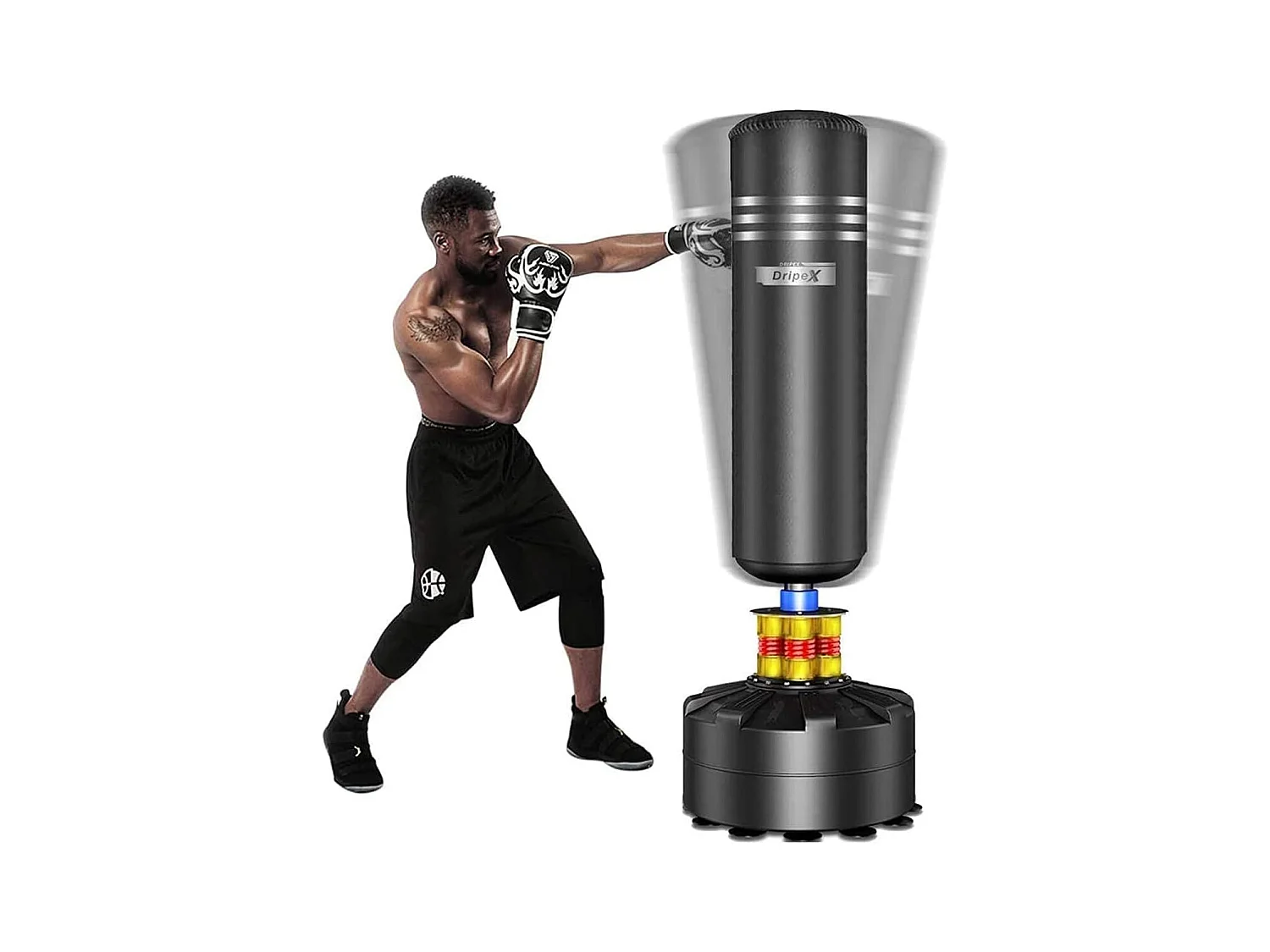 Dripex Sac de Frappe sur Pied Adulte 175cm Sac de Boxe Autoportant MMA Punching Ball pour Karat Fitness Taekwondo Noir