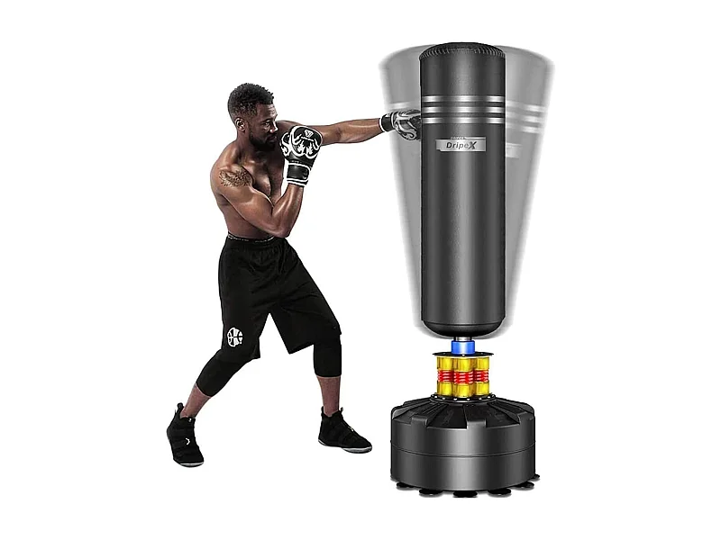 Dripex Sac de Frappe sur Pied Adulte 175cm Sac de Boxe Autoportant MMA Punching Ball pour Karat Fitness Taekwondo Noir
