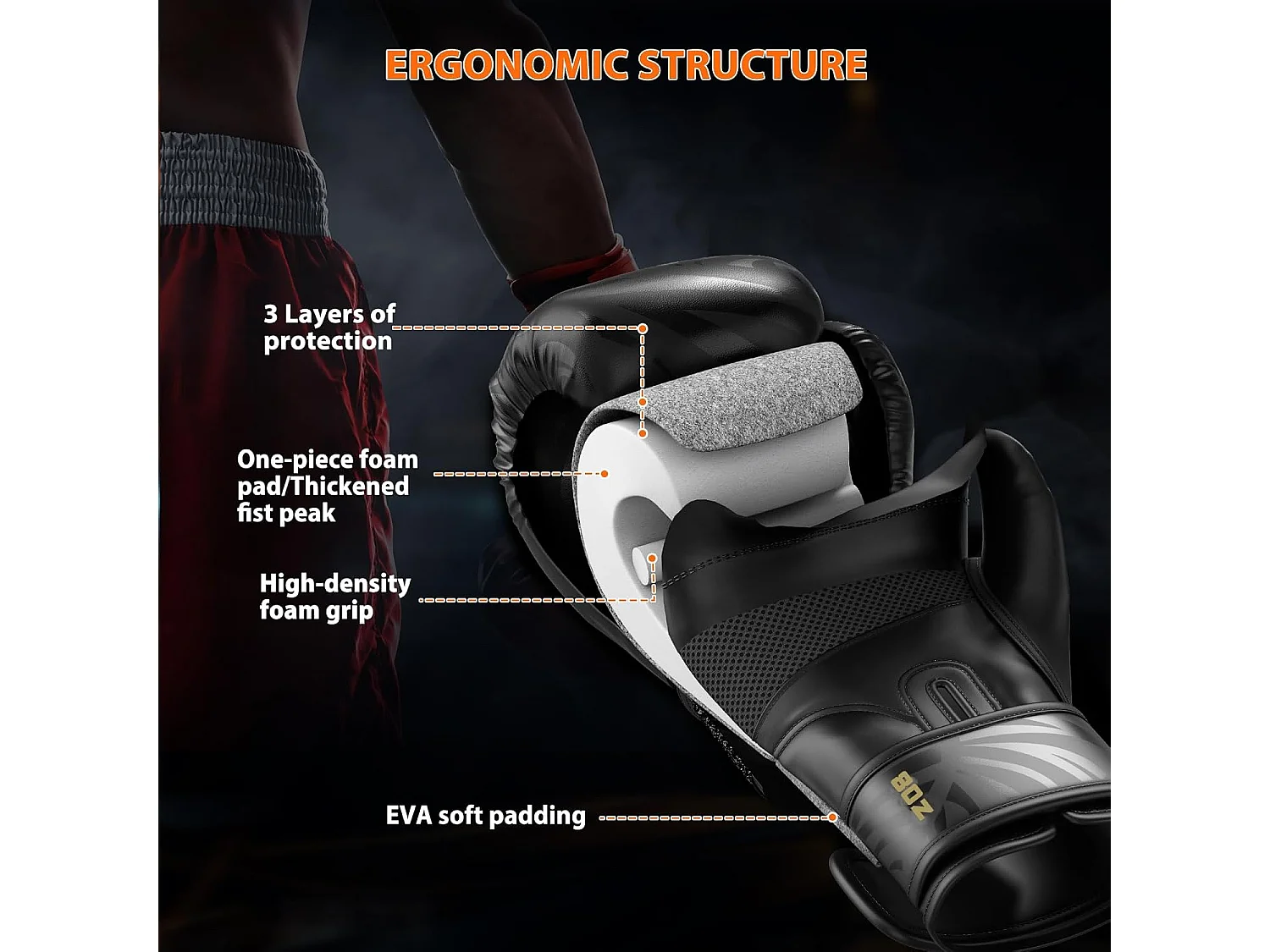 Dripex Gants de Boxe Gants dEntranement de Boxe PU Cuir Gants Sac de Frappe Homme Femme Boxing Gloves Professionnels pour Arts Mar