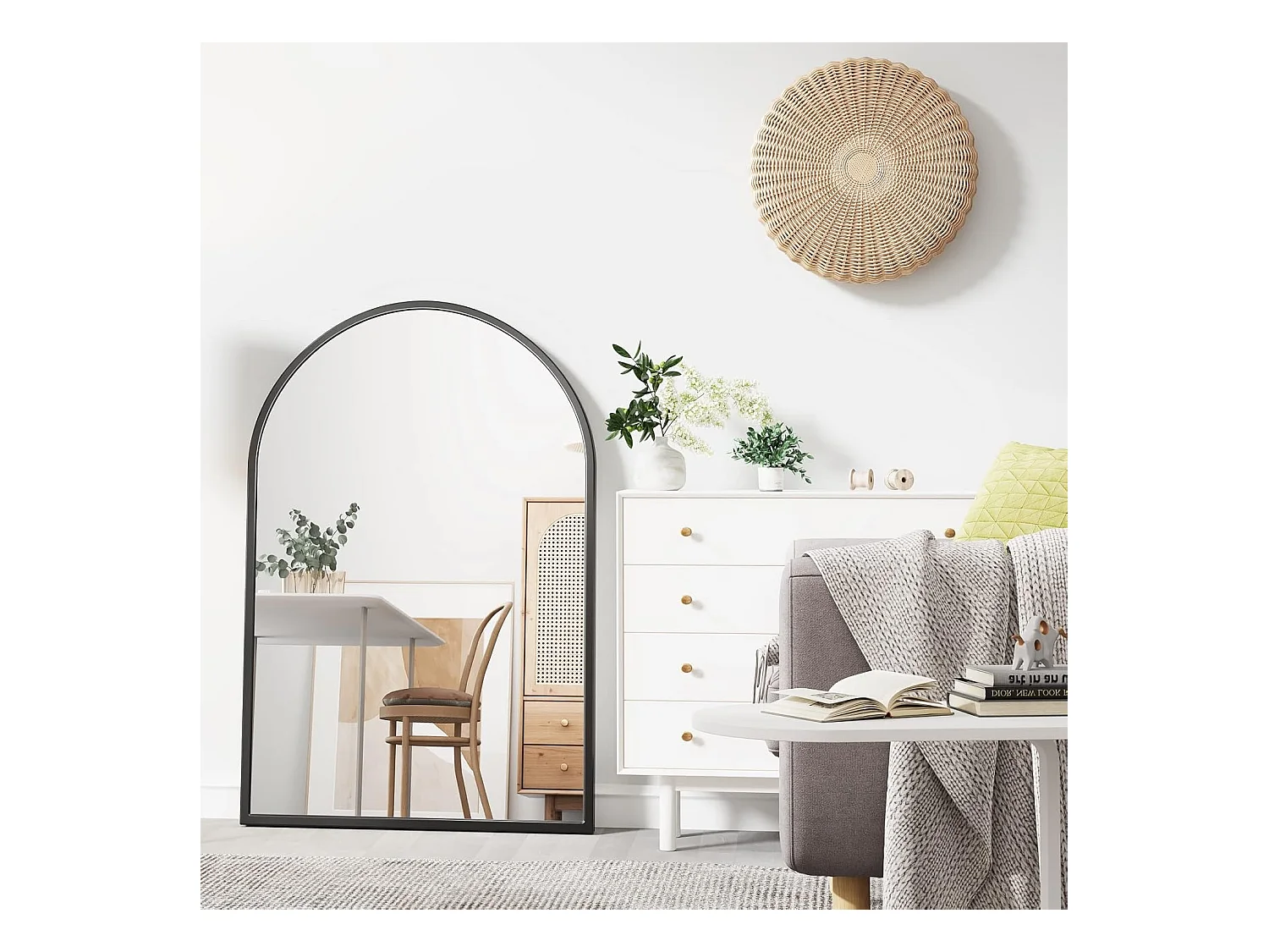 Dripex Miroir Mural Arqu 6090cm Grand Miroir de Maquillage avec Cadre en Alliage dAluminium pour Entre Chambre Salon Salle de Bain