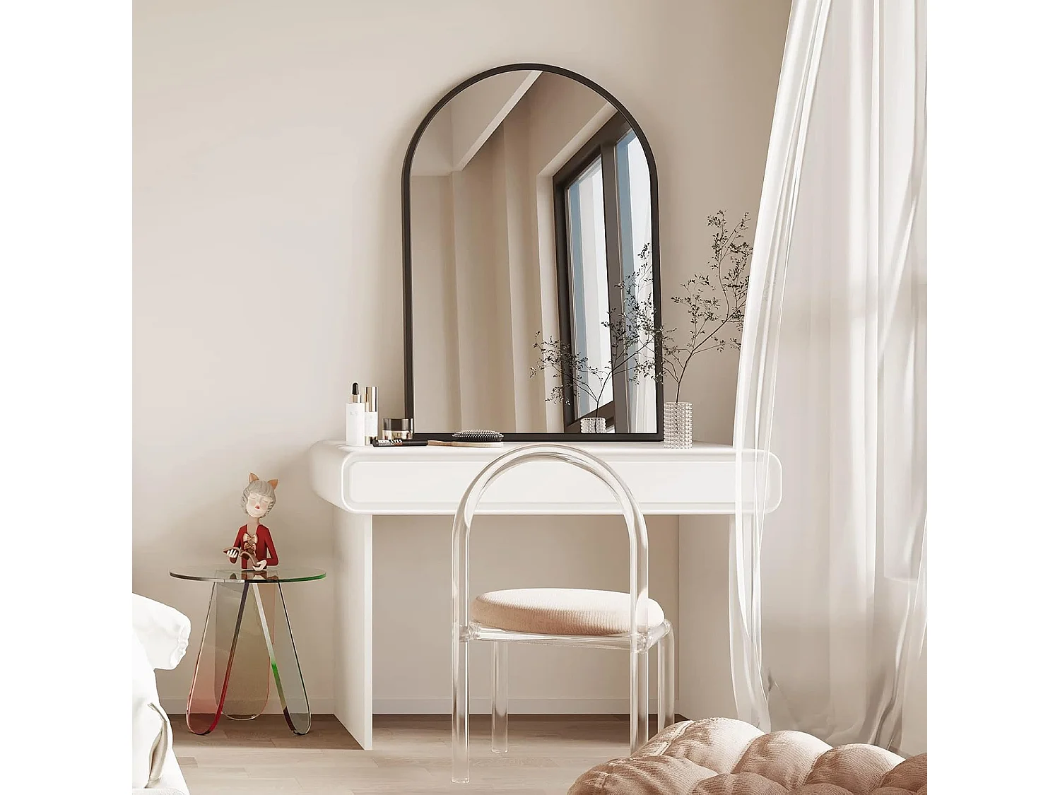 Dripex Miroir Mural Arqu 6090cm Grand Miroir de Maquillage avec Cadre en Alliage dAluminium pour Entre Chambre Salon Salle de Bain