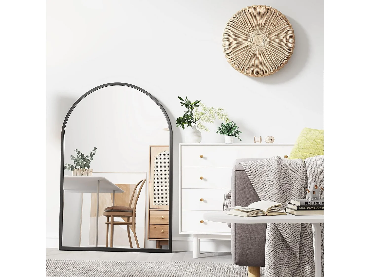 Dripex Miroir Mural Arqu 6090cm Grand Miroir de Maquillage avec Cadre en Alliage dAluminium pour Entre Chambre Salon Salle de Bain