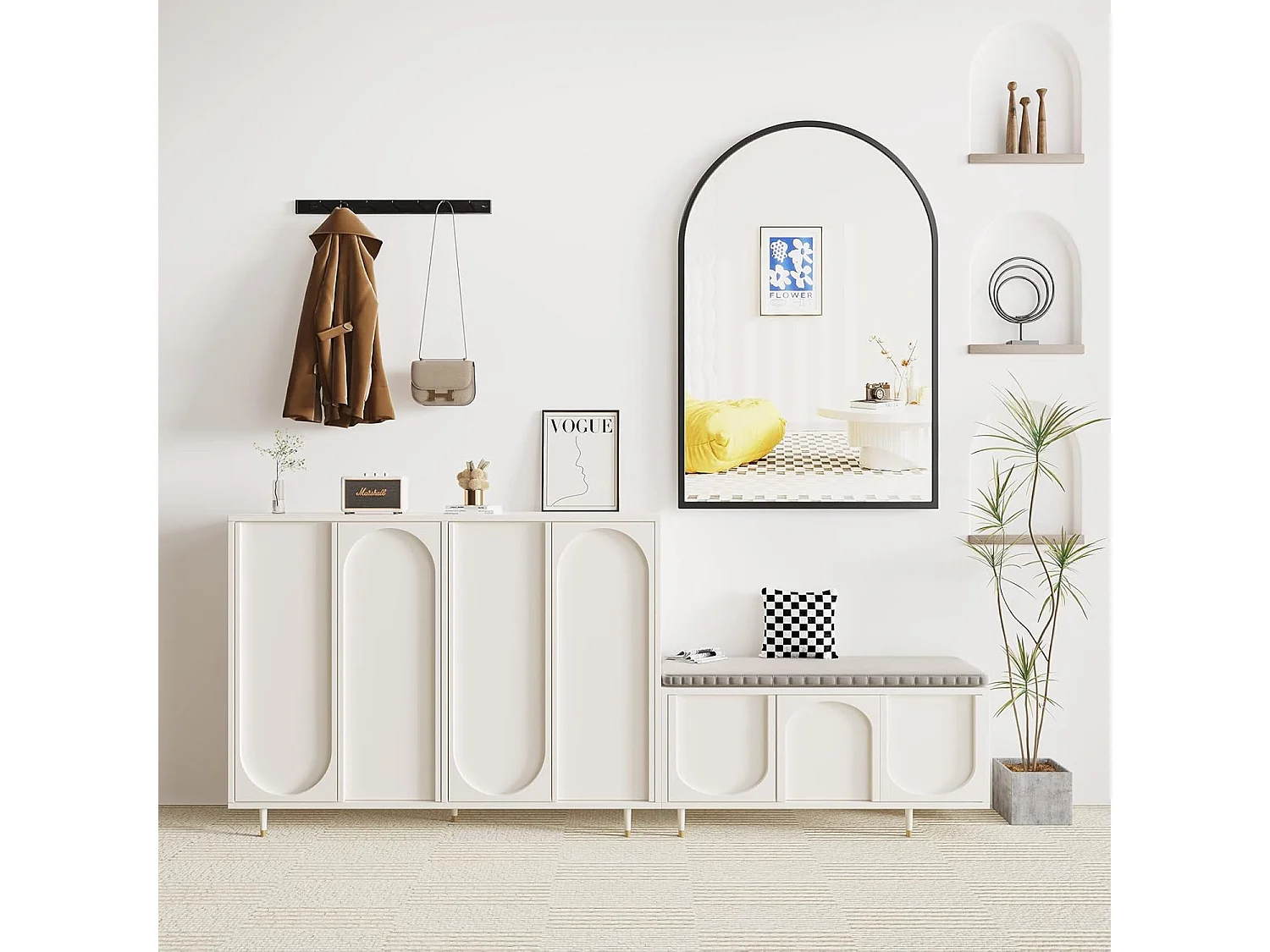 Dripex Miroir Mural Arqu 6090cm Grand Miroir de Maquillage avec Cadre en Alliage dAluminium pour Entre Chambre Salon Salle de Bain