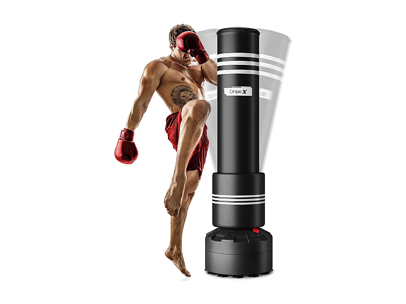 Dripex Sac de Frappe Adulte sur Pied avec Mousse Protecteur Sac de Boxe Autoportant 175 cm Punching Ball Adulte pour MMA Karat Fit