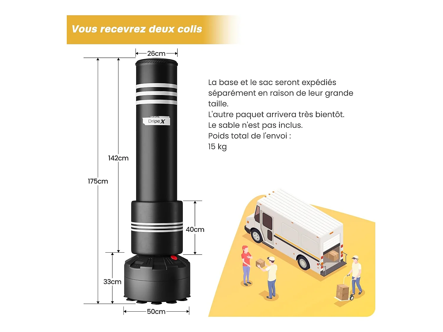 Dripex Sac de Frappe Adulte sur Pied avec Mousse Protecteur Sac de Boxe Autoportant 175 cm Punching Ball Adulte pour MMA Karat Fit