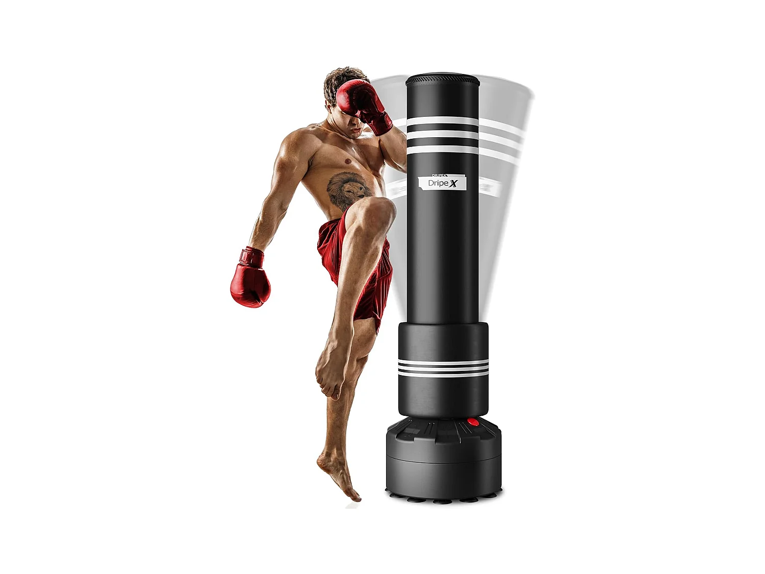 Dripex Sac de Frappe Adulte sur Pied avec Mousse Protecteur Sac de Boxe Autoportant 175 cm Punching Ball Adulte pour MMA Karat Fit
