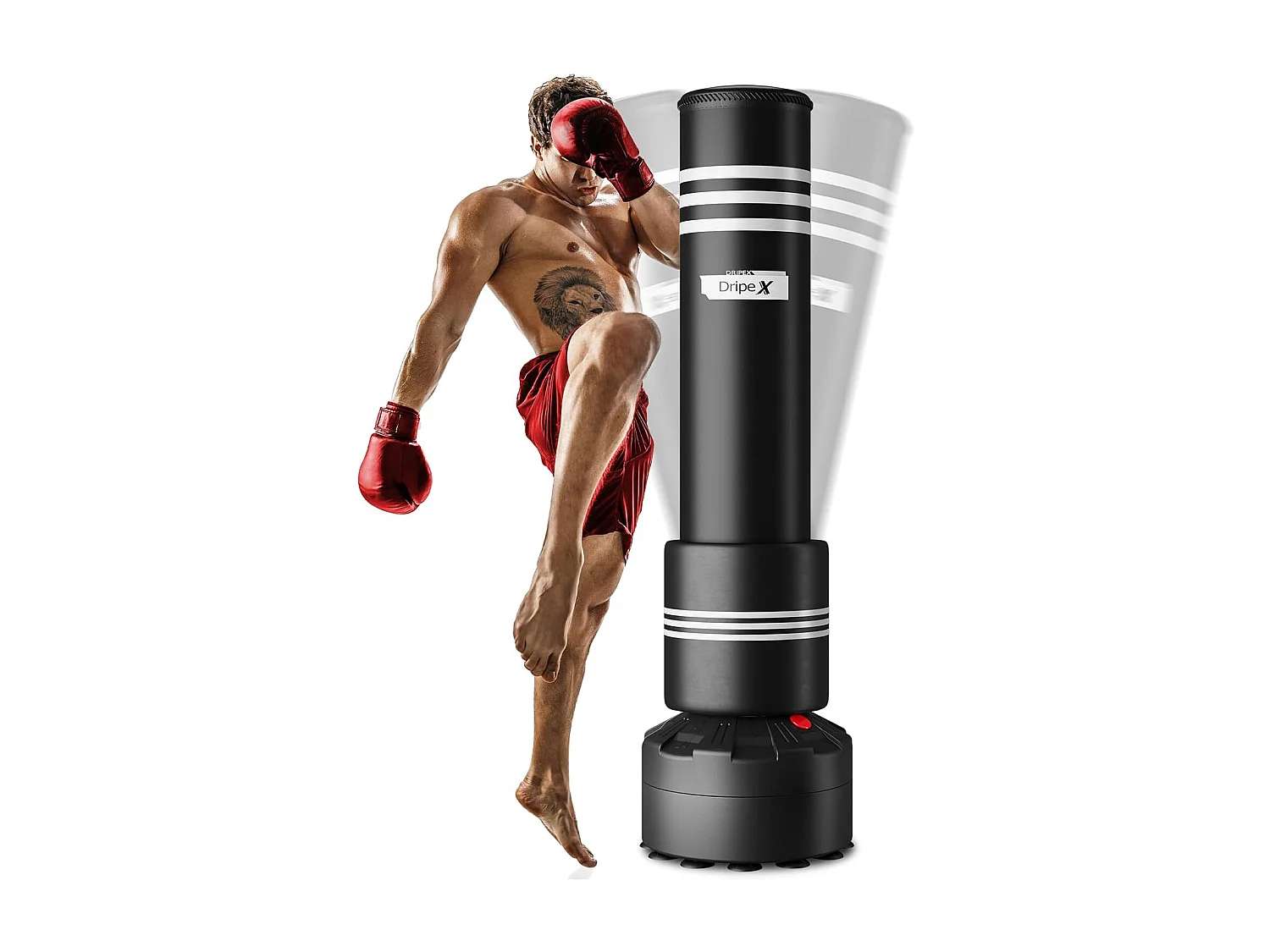 Dripex Sac de Frappe Adulte sur Pied avec Mousse Protecteur Sac de Boxe Autoportant 175 cm Punching Ball Adulte pour MMA Karat Fit