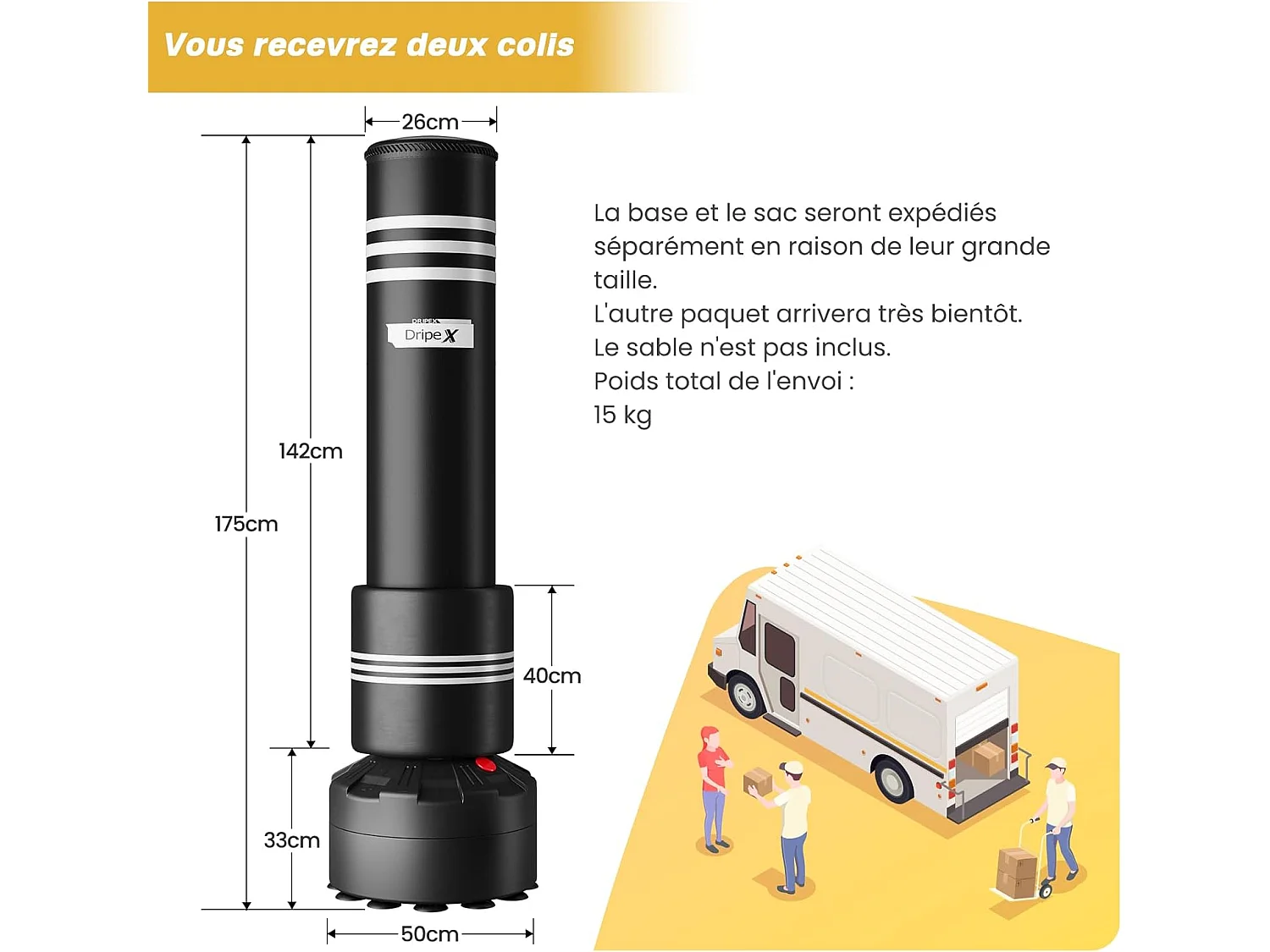 Dripex Sac de Frappe Adulte sur Pied avec Mousse Protecteur Sac de Boxe Autoportant 175 cm Punching Ball Adulte pour MMA Karat Fit