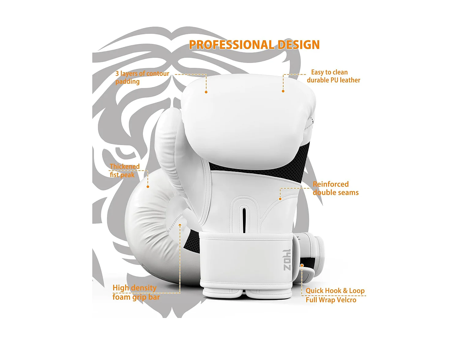 Dripex Gants de Boxe 14 oz Gants dEntranement de Boxe PU Cuir Gants Sac de Frappe Homme Femme Boxing Gloves Professionnels pour Ar